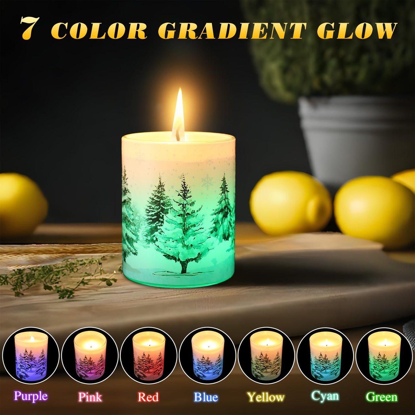 Electricwise Christmas Scented Candle Gift Set for Women, Candles Can Change Into 7 Colors, Winter Candle with 7.6oz Soy Wax Fir Holiday Candles for Christmas Women Gift(Snow Forest)