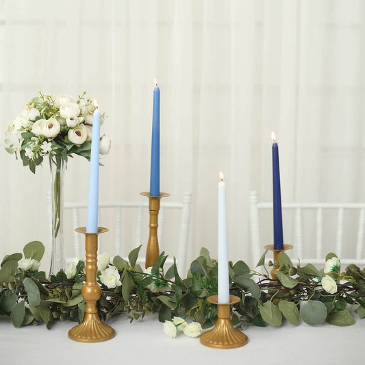 Tableclothsfactory 10" Tall Premium Quality Dripless Unscented Mixed Blue Taper Candles Wedding Dinner Candles for Wedding Decoration Set of 12