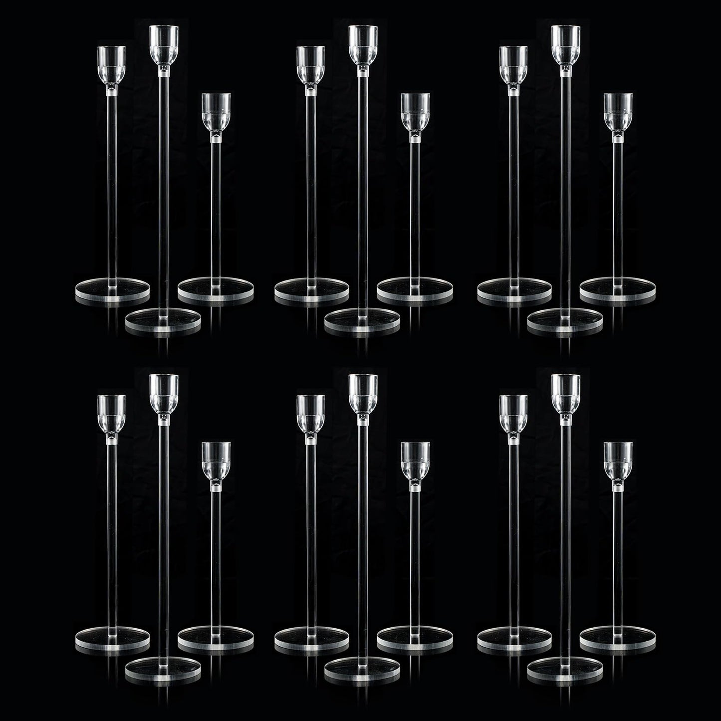 Vincidern 18pcs Acrylic Candle Holders Centerpieces for Table, Taper Candle Holder for Table Centerpieces, Wedding, Valentine, Dining Room Decorations, Clear Candlestick Holder Set