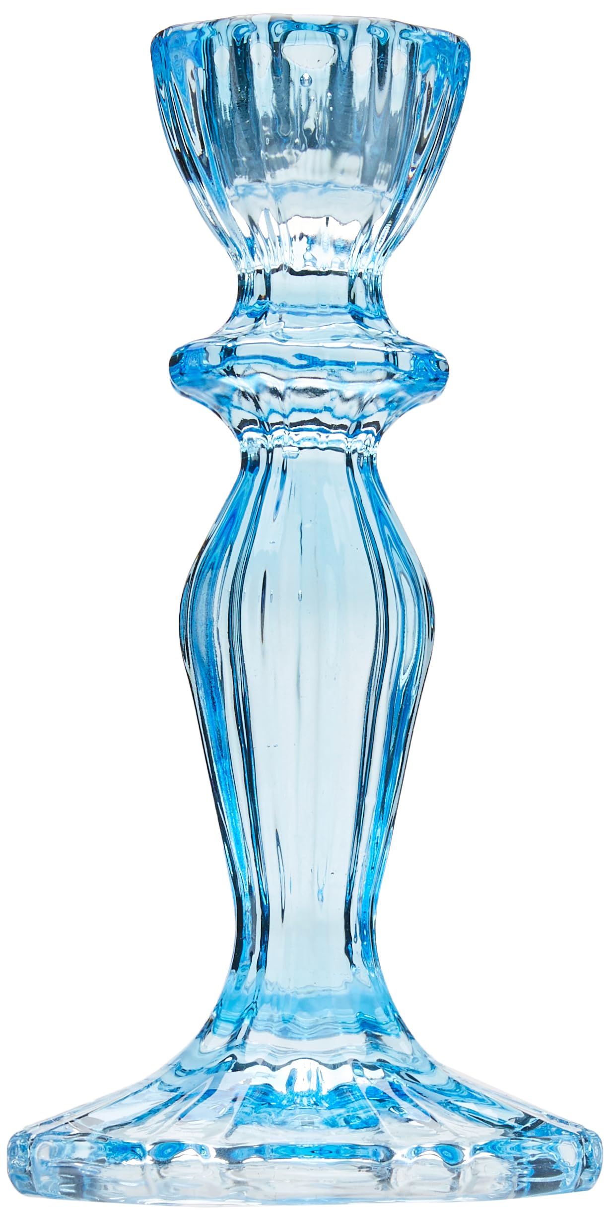 Talking Tables Blue Glass Candlestick Holder Taper Candle Stand for Indoor or Outdoor Dining, Elegant Dinner Party Decorations, Birthday, Garden, Wedding, Home Décor Large