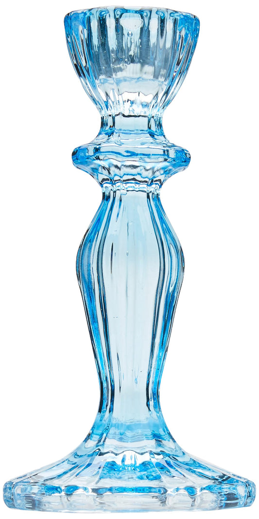 Talking Tables Blue Glass Candlestick Holder Taper Candle Stand for Indoor or Outdoor Dining, Elegant Dinner Party Decorations, Birthday, Garden, Wedding, Home Décor Large