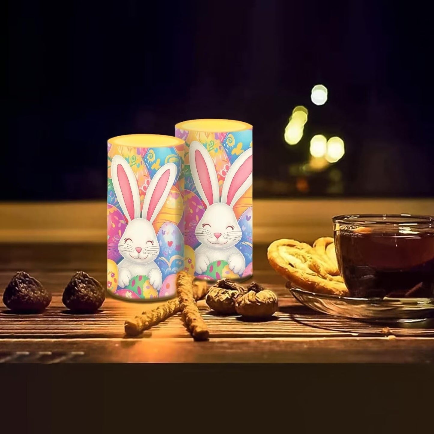 Luarisgur Easter Decorations Indoor Candles Rabbit Eggs Flameless Candles with Remote and Timer 2 Pack Battery Operated Easter Themed LED Candles for Festival Gift Home Room Decor