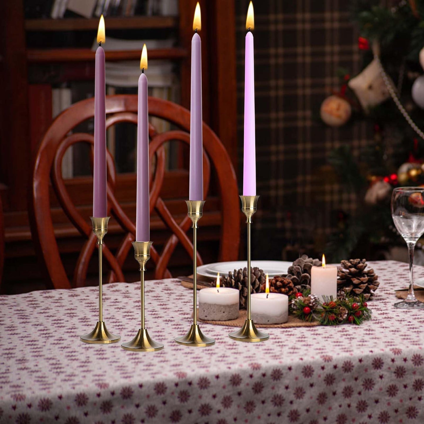 10 inch Purple GradientTaper Candles,Set of 4 Tapered Candle, Tall Candlesticks,Conical Stick Candles,Smokeless,for Home Dinner, Party, Wedding, Halloween, Christmas (Purple Series, 10inch)