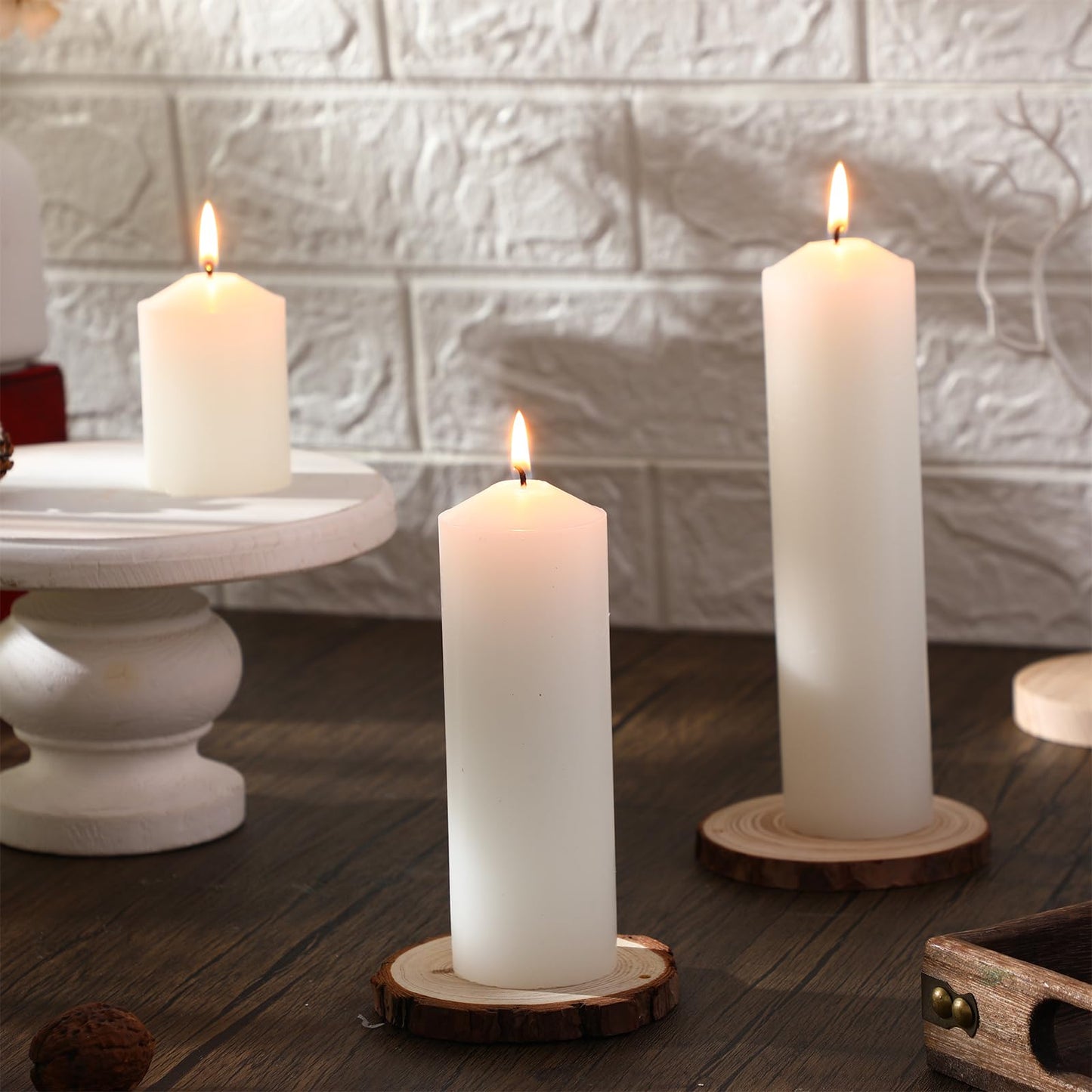 MTLEE 6 Pcs Pillar Candles 3 Set 2 in x 3, 6, 8 Inch Smokeless Dripless Unscented Pillar Candles Long Clean Burning Wax for Wedding Dinner Party Spa Emergency Ceremony Home Decor(White)