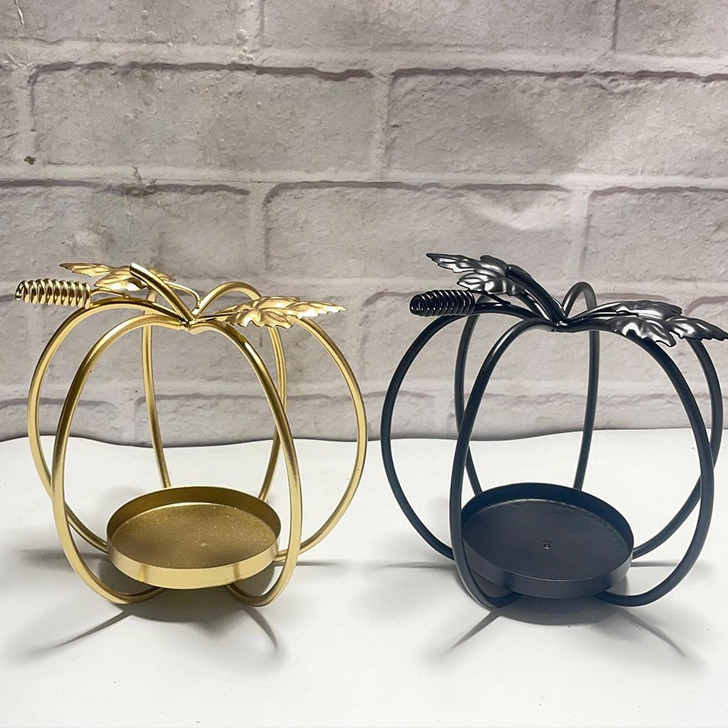 GKOXUQ European Iron Hollow Pumpkin Candle Holder Decorative Metal Tealight Stand for Halloween Table Centerpieces Candlestick
