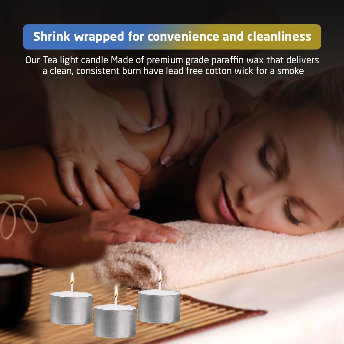 1ABOVE Tea Light Candles 4 Hour Long Burn Time White Unscented. (50 Pack)