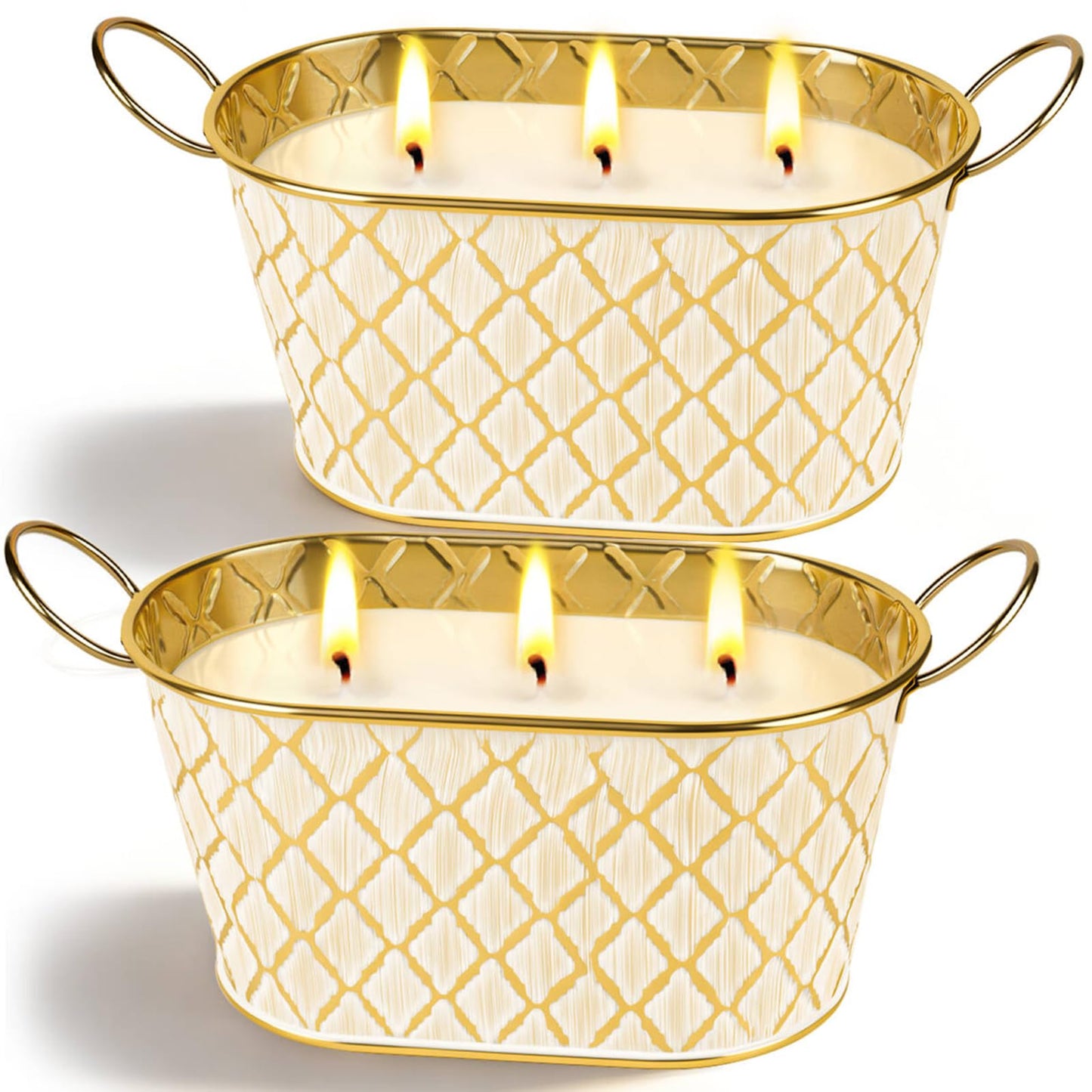 Citronella Candles Outdoor, Large Soy Wax Candle for Patio, 2 Packs 140 Hours Long Burn Lemongrass Citronella Scented Tin Candle for Home, Outdoor, Garden, Yard, Camping, Party, Terrace (3-Wick)