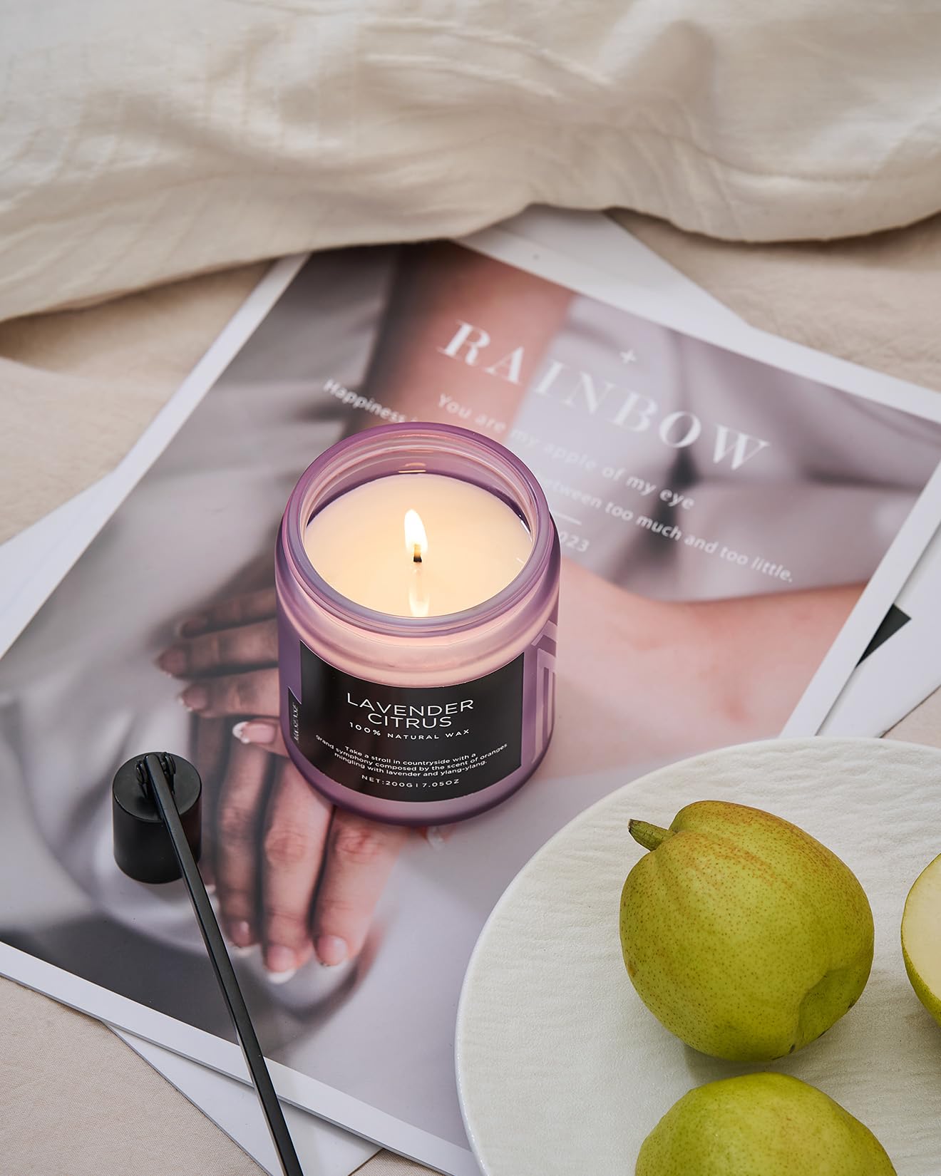 M&SENSE Lavender Citrus Scented Candles, 7.05oz Organic Soy Wax, 50 Hours Clean Burn, Non Toxic Candles for Home, Stress Relief Aromatherapy for Spa Housewarming Gift for Women Men