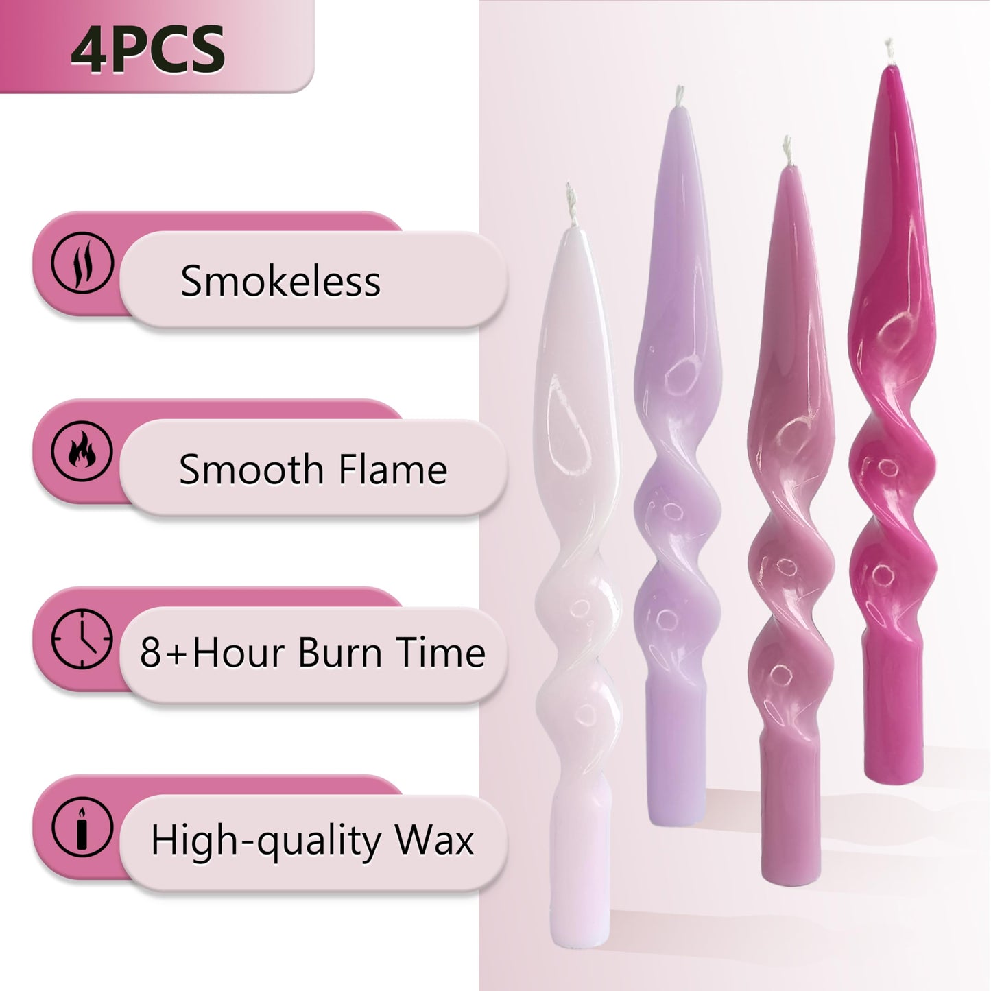 Spiral Candle Taper Candlesticks Purple Tapered Candles Smokeless Candle Sticks Colorful Twisted Candles for Wedding Home Party