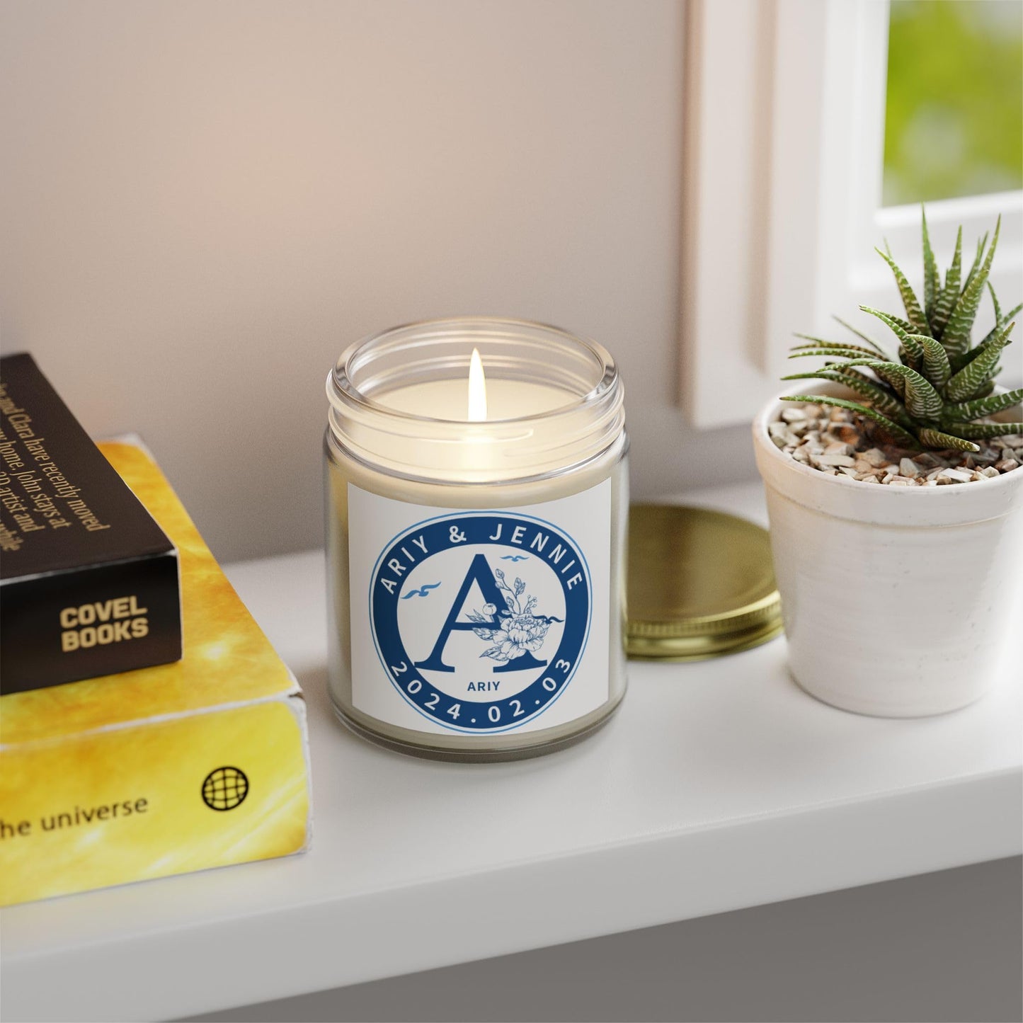 xzdesign Create Your Own Custom Candle Personalized Candles Coconut Apricot Wax Scented 4oz 9oz 9 scents Gold lid & Amber Clear Bottle