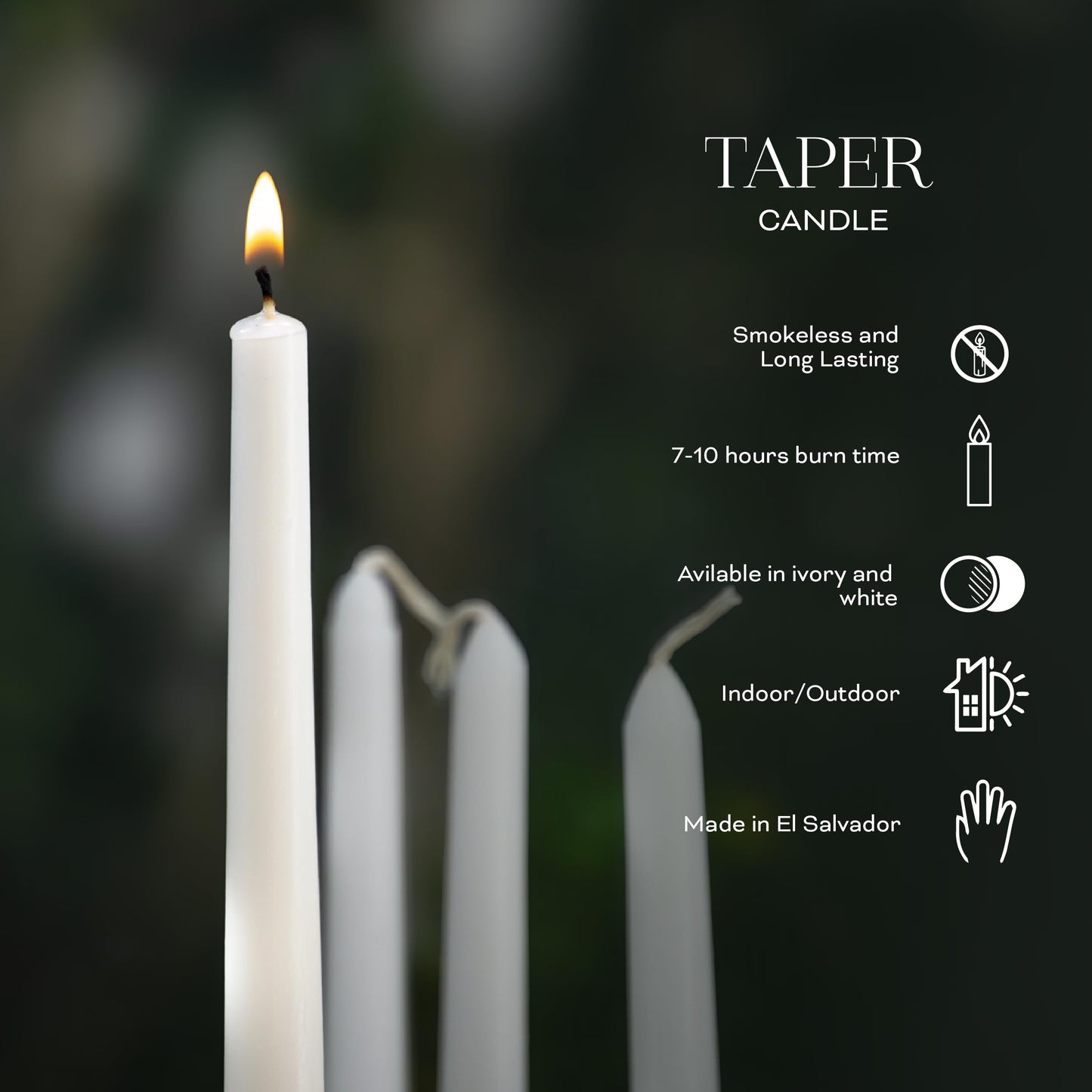 Estrella Blanca 4 Pack 10-Inch White Taper Candles, Unscented Smokeless Dripless Tall Candlesticks for Home Décor, Dinner Tables, Parties, and Weddings