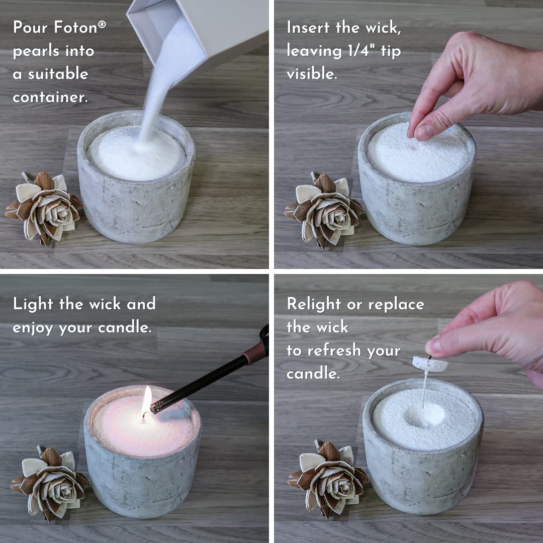 Foton Pearled Candle 18 Oz - Snowy Cider Non Toxic Luxury Long Lasting Powder Wax Sand Candles up to 120 Hours - Refillable Pearl Candle Sand with 30 Wicks