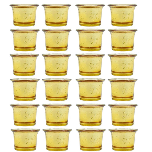 Hosley Set of 24 Metallic Gold Finish Glass Candle Tealight Holders Elevate Your Space with Elegant Decor and Timeless Ambiance