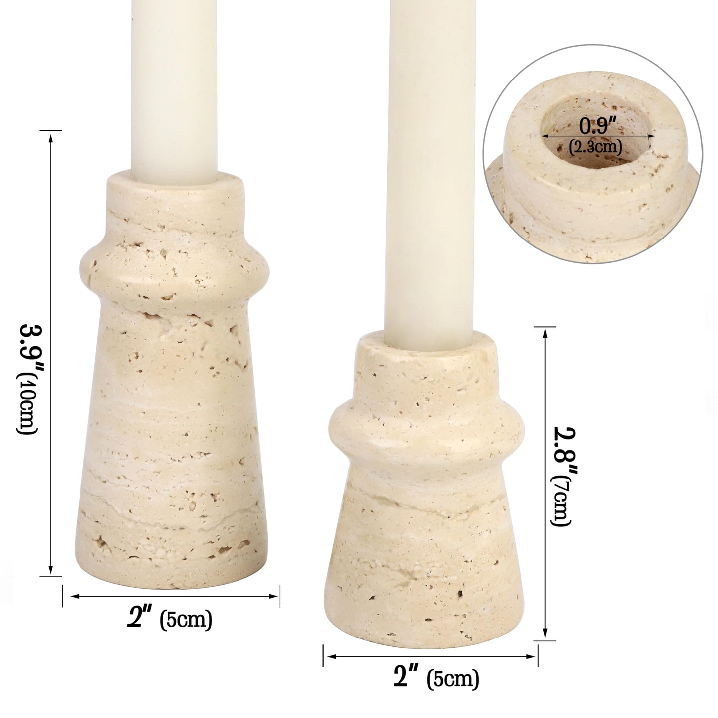 Vixdonos Natural Stone Candle Holder Set of 2 Taper Candle Candlestick Mantle Candle Stand for Home Decor,Wedding,Party and Table Centerpieces(White)
