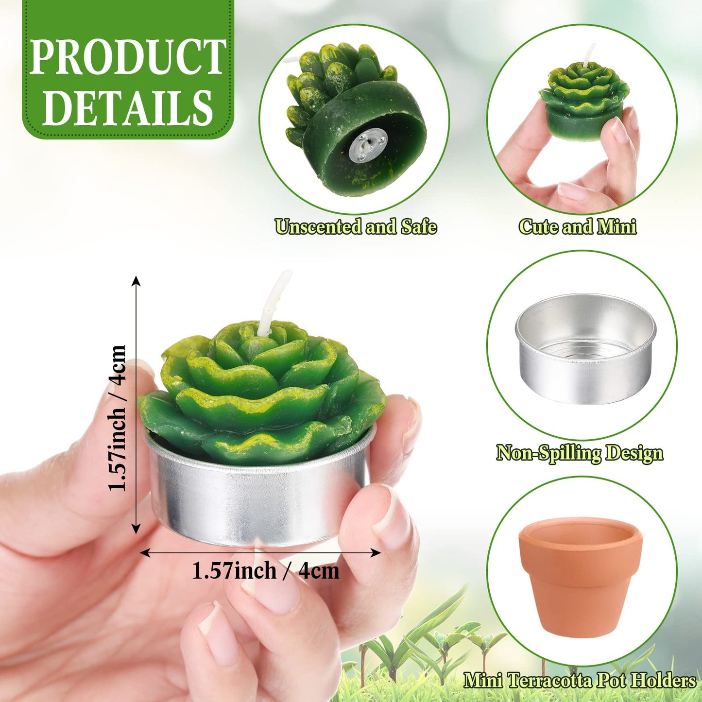 Shihanee 24 Pack Succulent Candles with Terracotta Pot Novelty Handmade Stylish Plant Candles Gifts for Baby Shower Birthday Wedding Party Favors Home Decor Valentine Gift