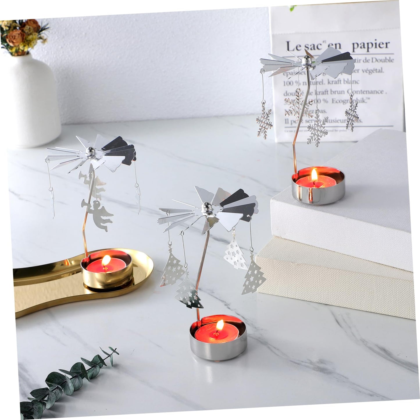 Cabilock 3pcs European Style Metal Carousel Candleholder for Wedding and Home Decoration Romantic Candle Stand for Dining Table Centerpieces Elegant Accent for Gatherings and Parties