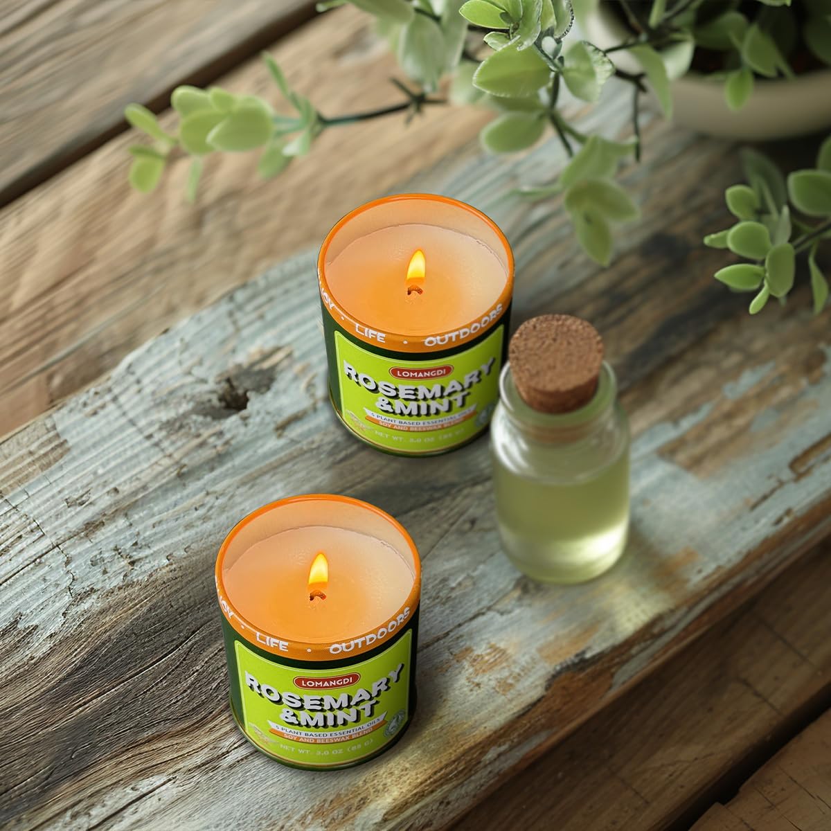 Rosemary Mint Scent Candles 9-Pack | 3oz Aromatherapy Candles | Made with Various Plant-Based Essential Oils and Soy/Beeswax Blend | 18 Hour Burn Time Indoor Outdoor Candle