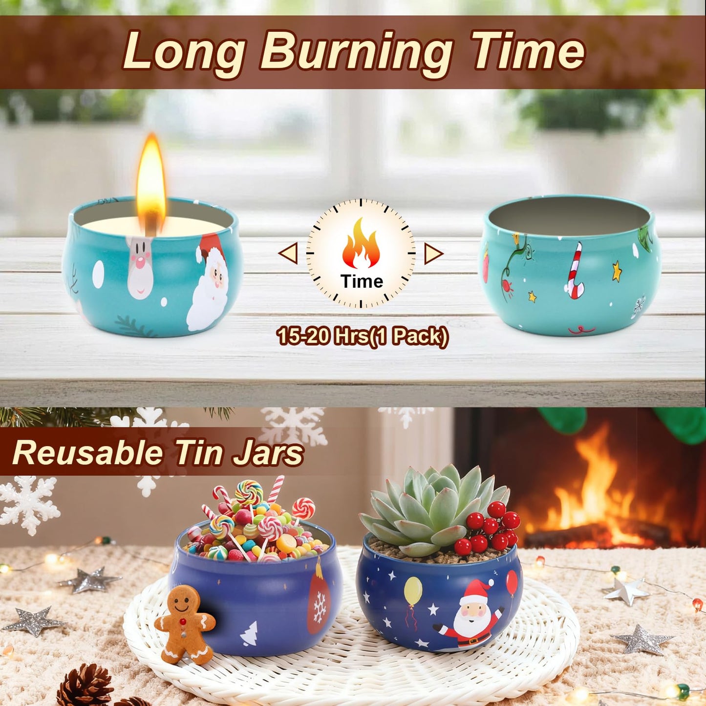 Christmas Scented Candle Gift 12 Pack, Christmas Candles for Home Scented, 100% Natural Soy Wax Long Lasting Jar Aromatherapy Candle Gifts for Mother's Day