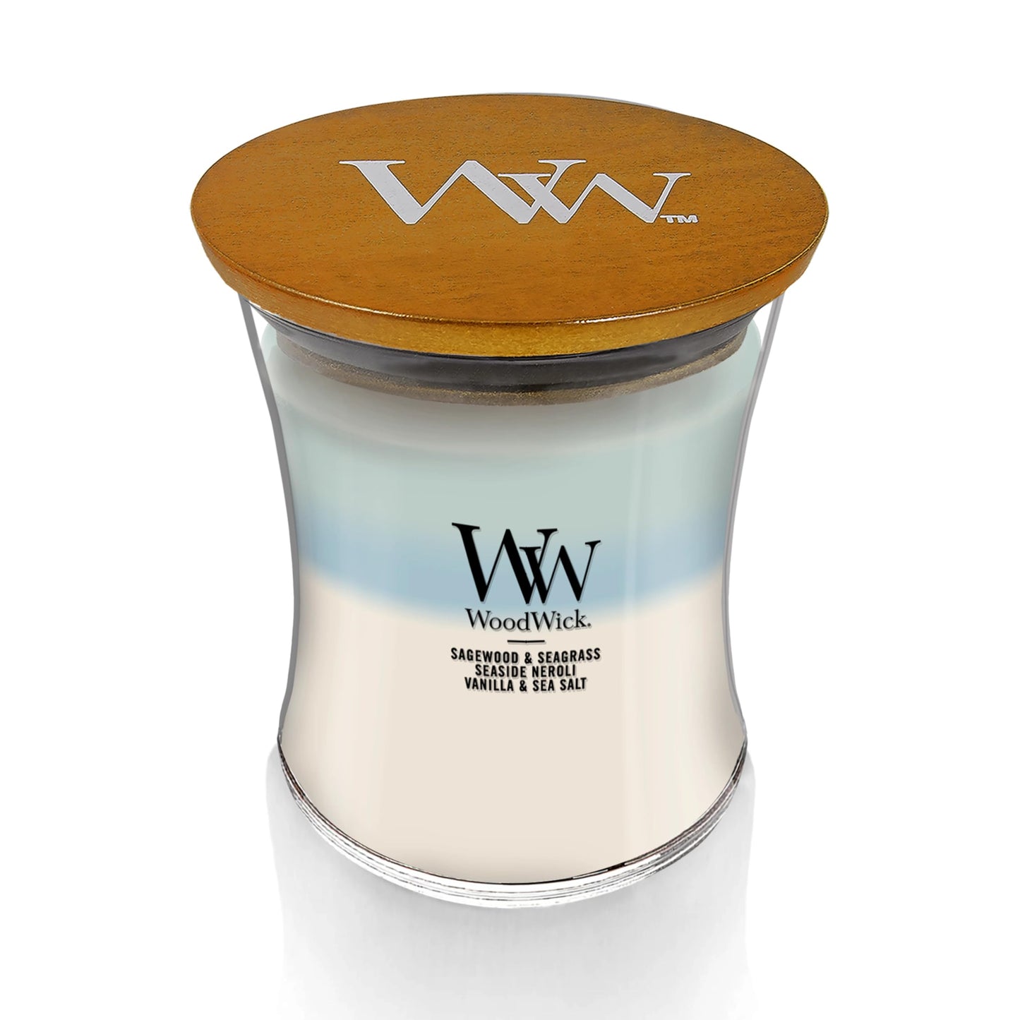 WoodWick Oceanic Trilogy Gifts for Women and Men, 9.7 oz Medium Hourglass Trilogy Candle with Crackling Wick