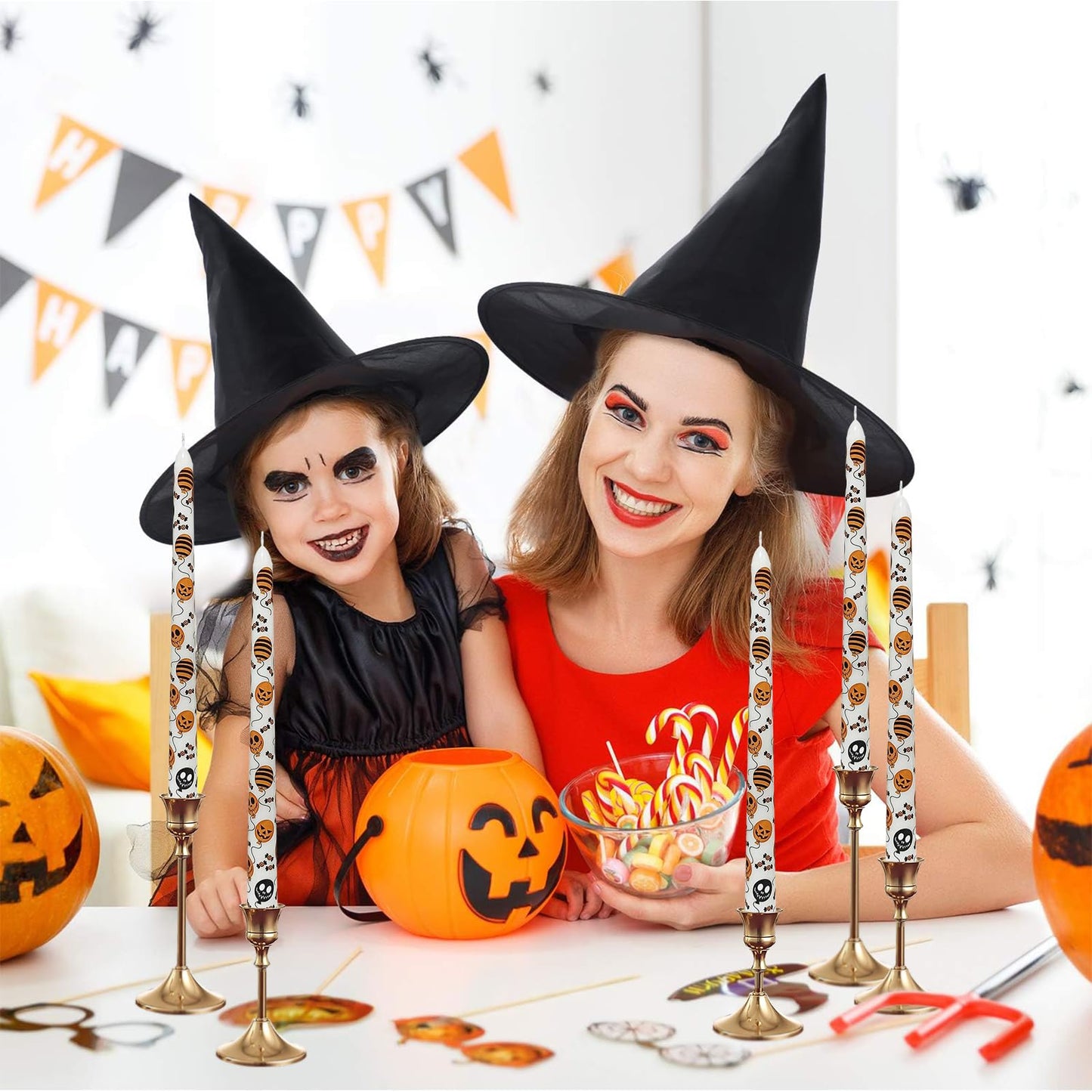 Baleagcdl Halloween Grimace Balloon Taper Candles - 10 Inch Handmade Drip Candles, Set of 2 for Home Holiday Decor & Gifts