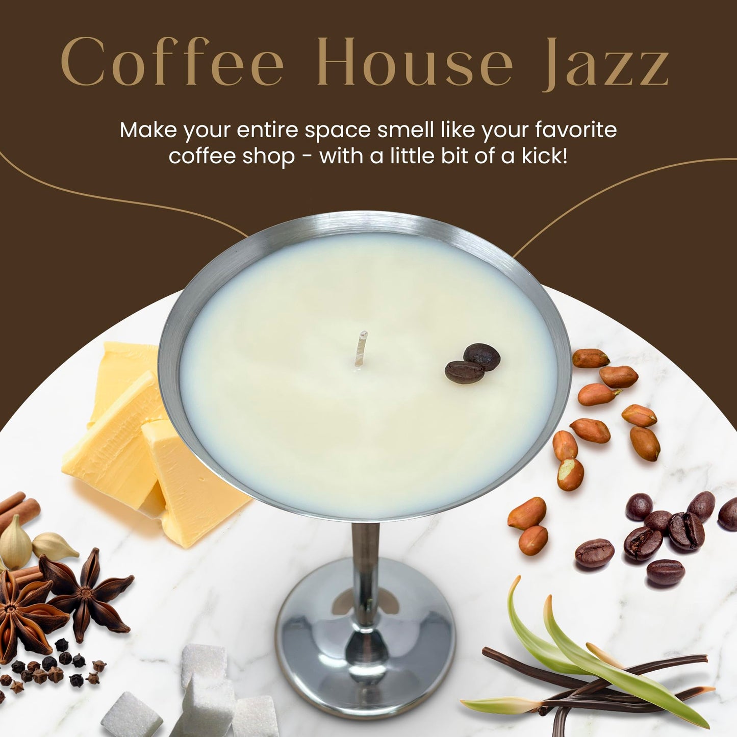 Dough Bowl Candle Co. Coffee Candle - 7.25" x 4.5" Espresso Martini Coffee Scented Candles, Stainless Steel Vessel for Men and Women, 100% Soy Wax, 10 oz. with 20 Hour Burn Time, Cotton Wick