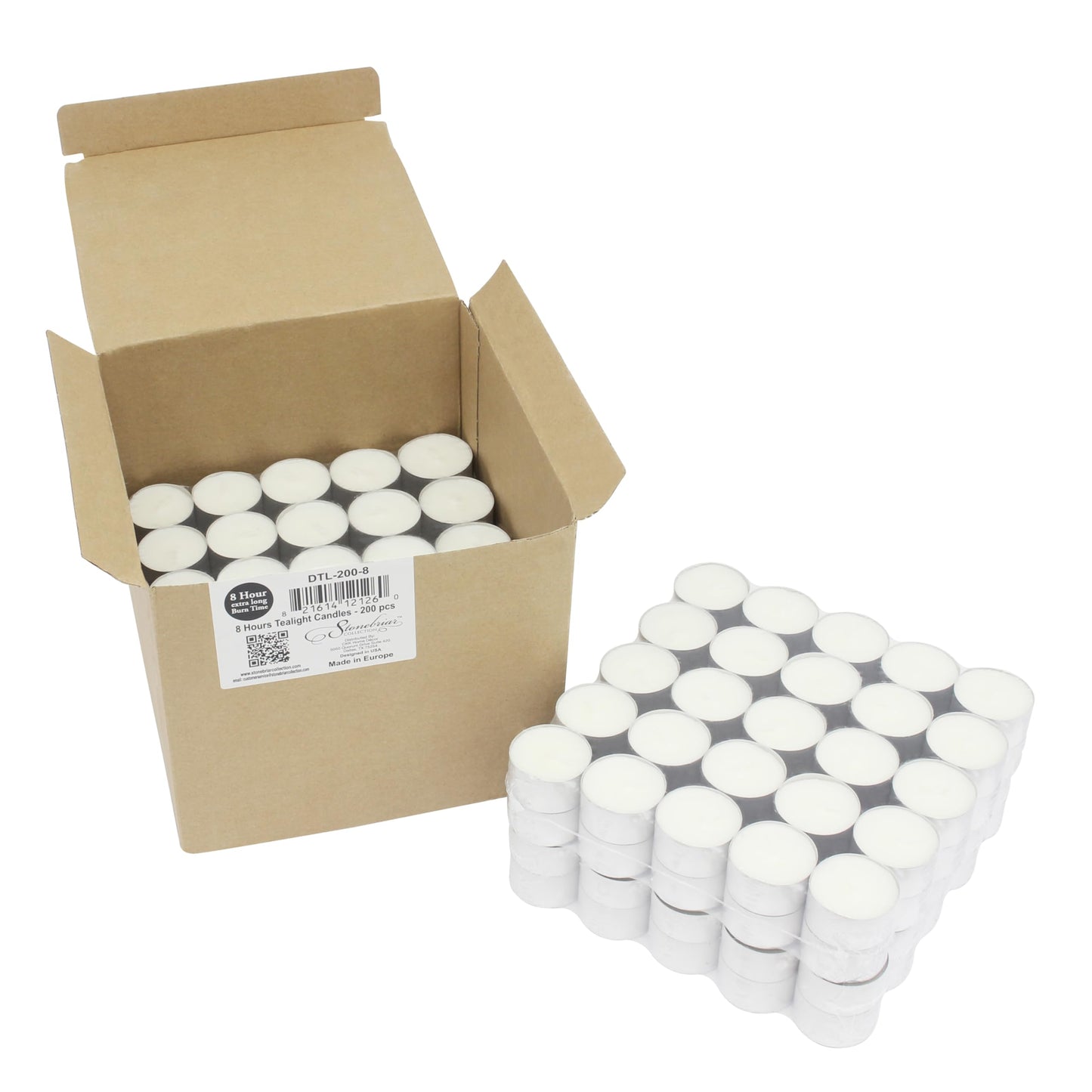 Stonebriar 300 Pack Unscented 8 Hour Extended Burn Time Tea Light Candles