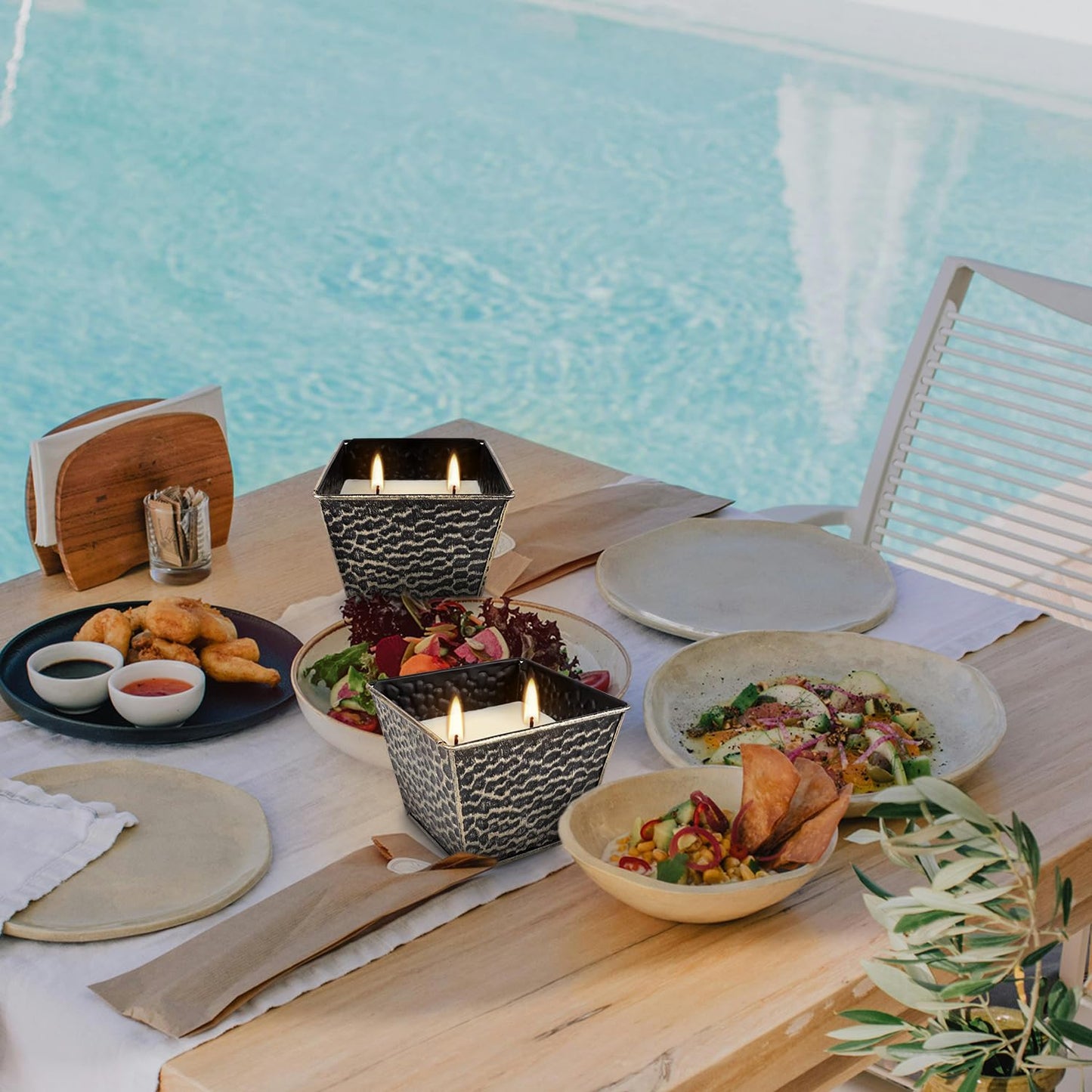 2Pcs Citronella Candles Outdoor Indoor-Large 12oz Scented 50H Long Lasting Summer Candle Bulk for Home Decor, Garden,Party,Backyard & Camping(2-Wick)