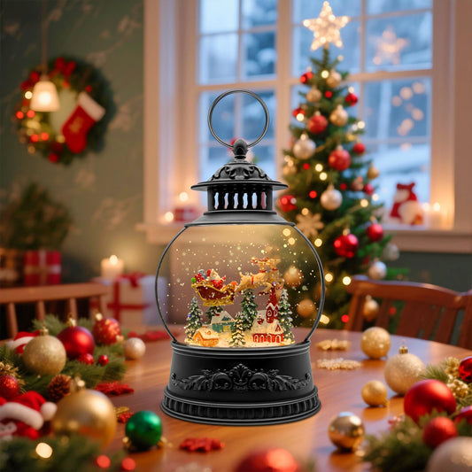 Christmas Snow Globes, Light Up Snow Globe with 6H Music Timer, Auto Snowfall, USB or Battery Powered, Christmas Globe with Santa Snow Globe Scene, Indoor Christmas Decorations for Home, 11.4 Inch