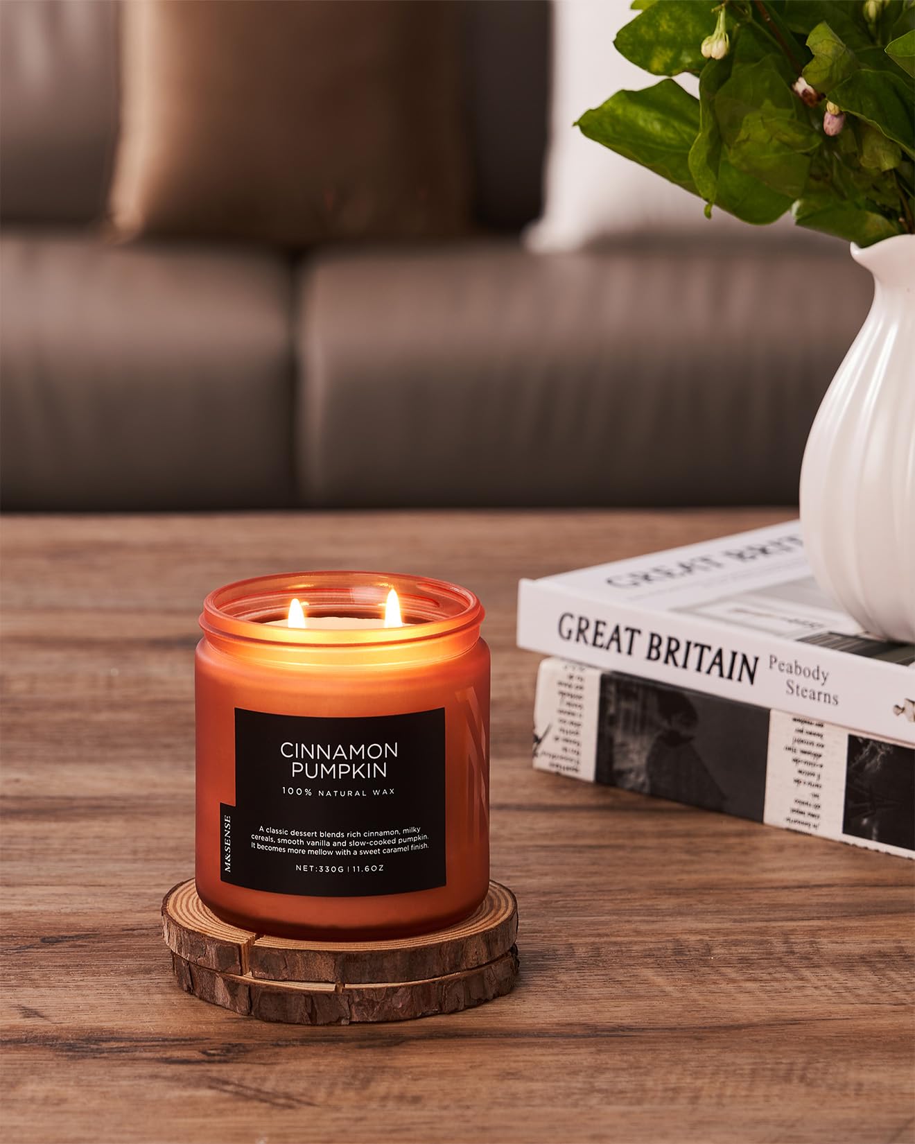 M&SENSE Ceylon Cinnamon Pumpkin Scented Candles for Home, 70 Hours Long Lasting Slow Burning 11.6oz Soy Natural Candle for Easter Holiday Birthday Gifts