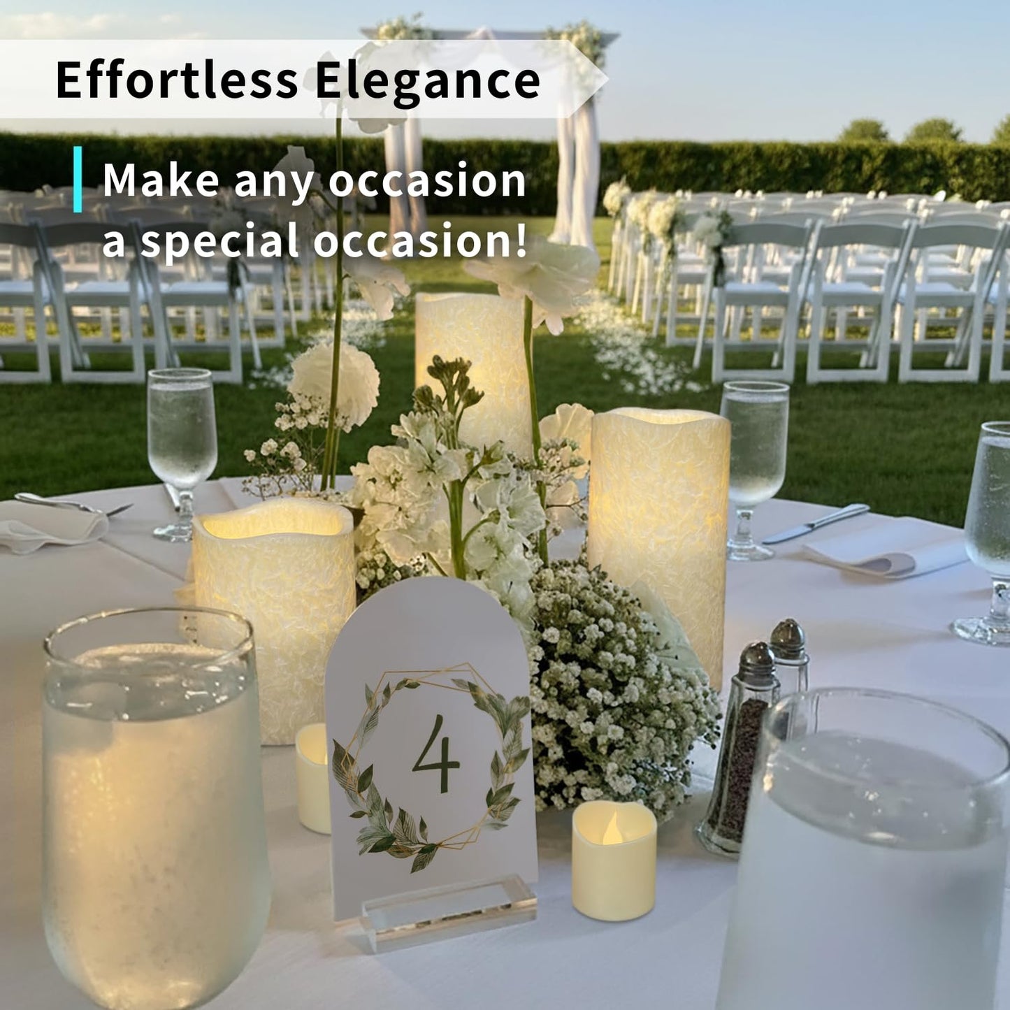 FURORA LIGHTING Ivory Crystallized Flameless Candles - Real Wax, Adjustable Brightness, Remote & Timer - 4 Pillars (3x4, 3x6) and 4 Votives, 8-Pack, Battery Operated
