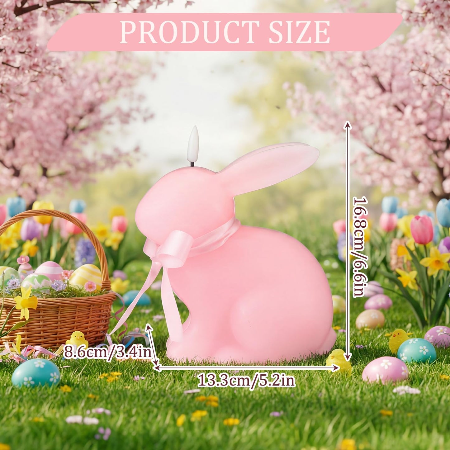 Baquler Easter Bunny Flameless Candle, Easter Real Wax Carved Led, Scented Bunny Shape Flameless Candle Set for Home Living Room Bedroom Party Decoration Centerpiece Table Home Decor (White)
