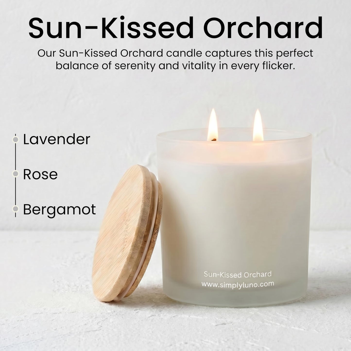 Sun-Kissed Orchard – Lavender & Rose Scented Candle Large 14oz Soy Wax– Eco Friendly & Long Lasting – 50+ Hour Burn – Reusable Jar & Bamboo Lid – Luxury Gift Box for Women