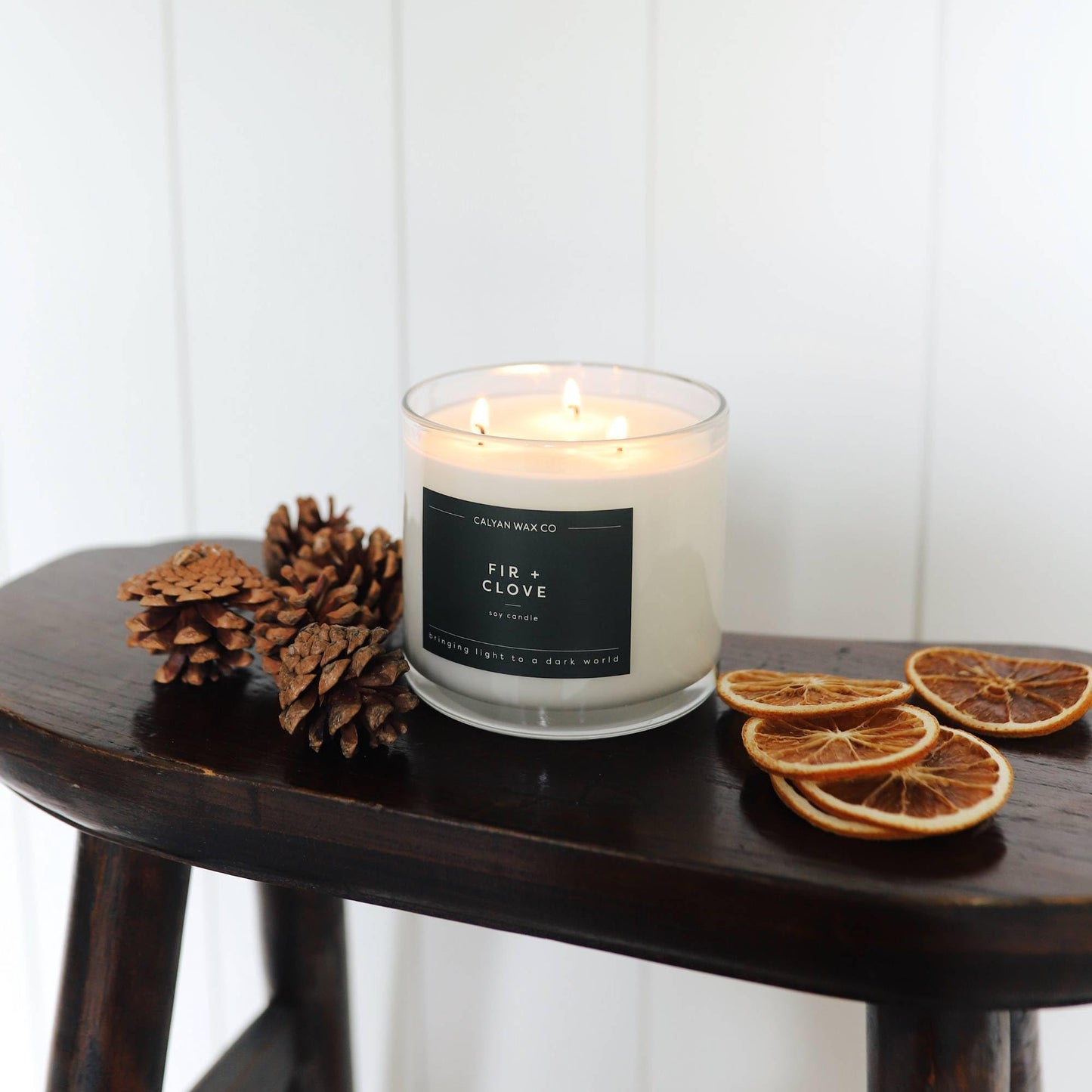 Calyan Wax Co. Fir & Clove 3 Wick Scented Candle - 43 Hour Burn - Luxury 3 Wick Soy Candles - Clean Soy Wax Candles - Long Lasting Large Glass Jar Candle for Home - 14.9oz