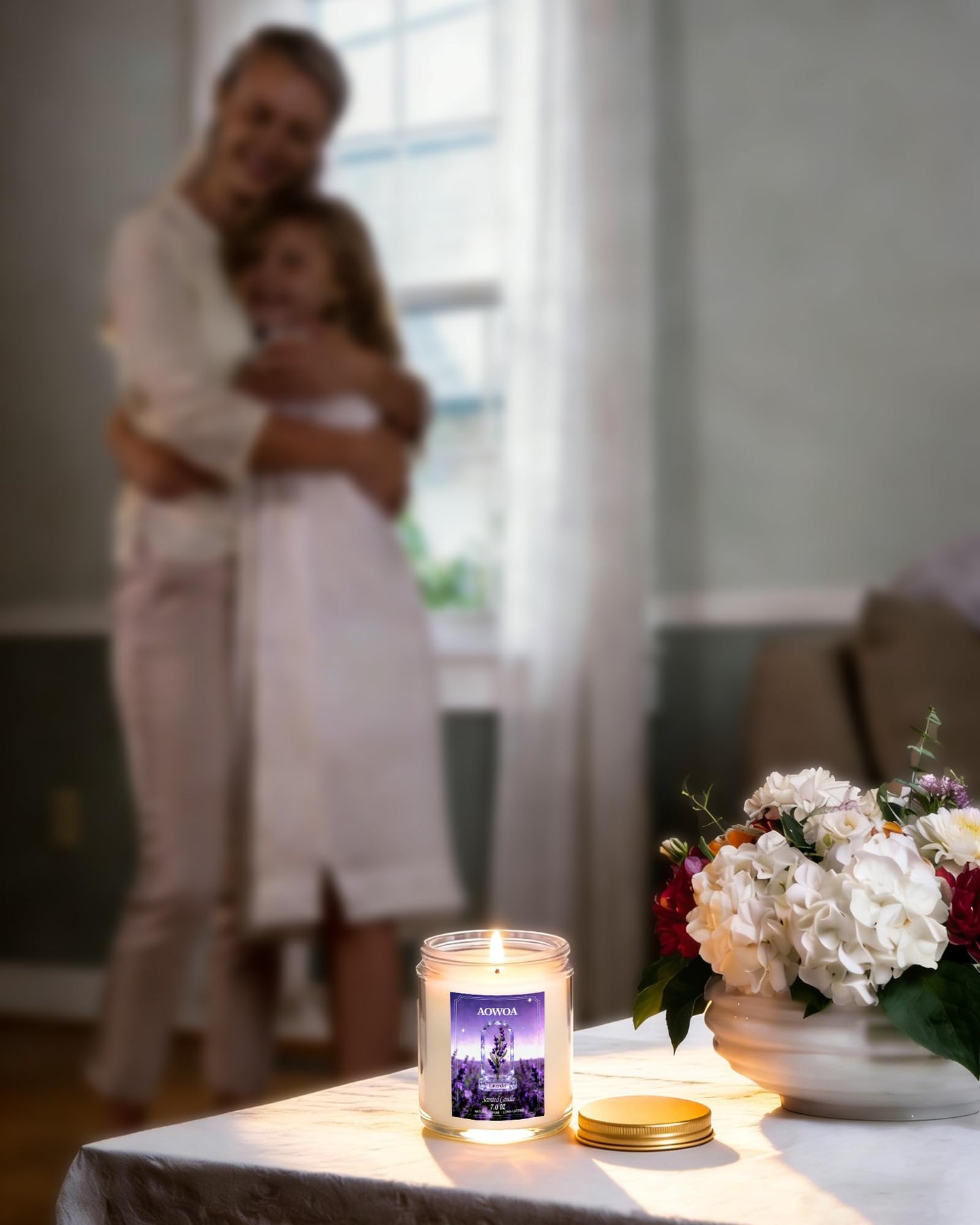 AOWOA Lavender Scented Candles for Women -Aromatherapy Candle, Natural Soy Candles for Home Scented 7oz, Long Lasting Non-Toxic Clean Burning, Mom Birthday Candles Valentines Day Gifts
