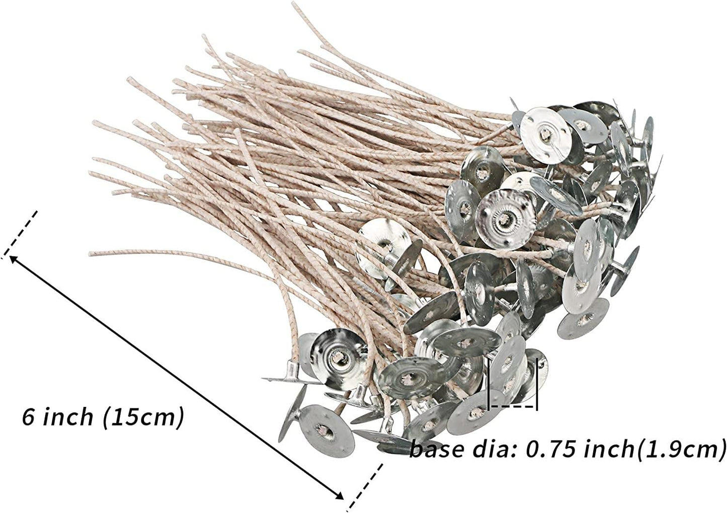 100pcs CD 16 Wicks for Soy Candles, 6 inch Pre-Waxed Candle Wick for Candle Making,Thick Candle Wick with Base