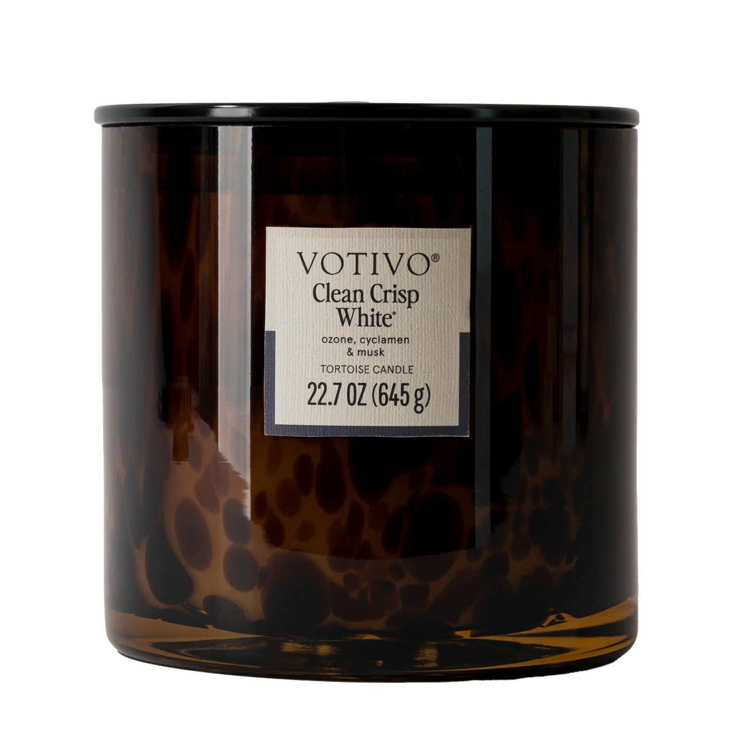 Votivo Clean Crisp White Tortoise Scented Candle | 22.7 oz Soy Wax Blend | Luxurious Cotton Scent | Decorative Home Decor Tortoiseshell Pattern | 100 Hour Burn Time