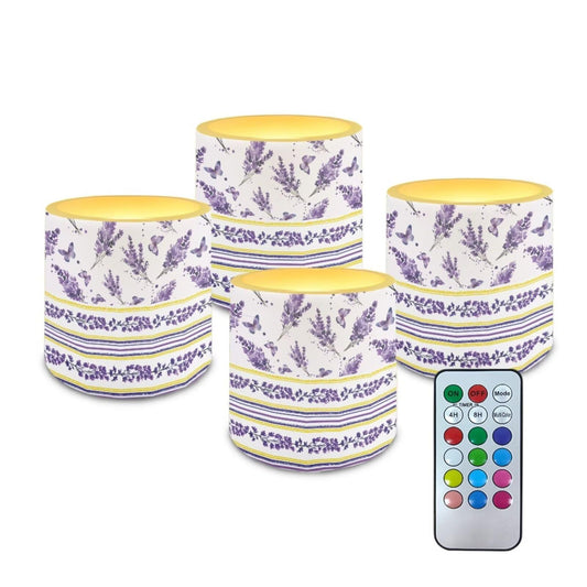 Cozeyat Lavender LED Candles Set of 4 Battery Powered Flameless with Remote Timer Dancing Flame Waterproof for Home Garden Patio Table