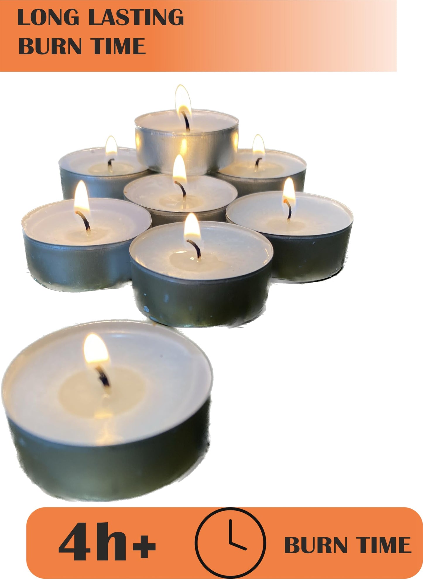 Generic Premium European Wax Tea Light Candles - Bulk Pack of 100 | Long-Lasting, Smokeless & Dripless | Ideal for Weddings, Romantic Nights & Home Decor (300 of Pack), White