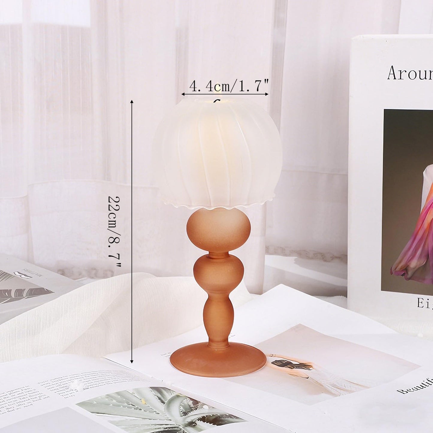 Maimeili Glass Jellyfish Shape Candle Holder (Amber) Hurricane Crystal Decorative Candle Fits Standard Tealight for Table Wedding Dinning Centerpieces Party Supplies Home Decor