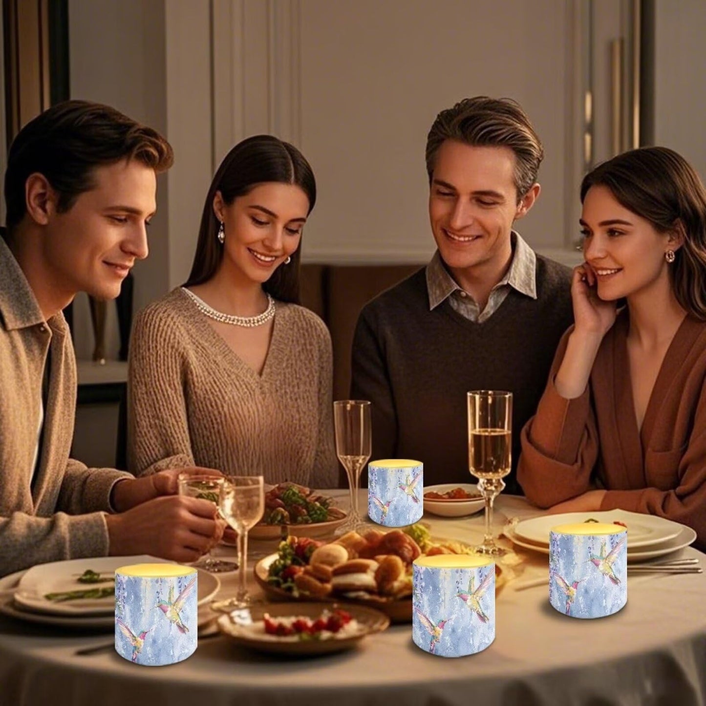 Cozeyat Hummingbird LED Candles Set of 4 Battery Powered Flameless with Remote Timer Flickering Flame Waterproof for Home Patio Garden Decor