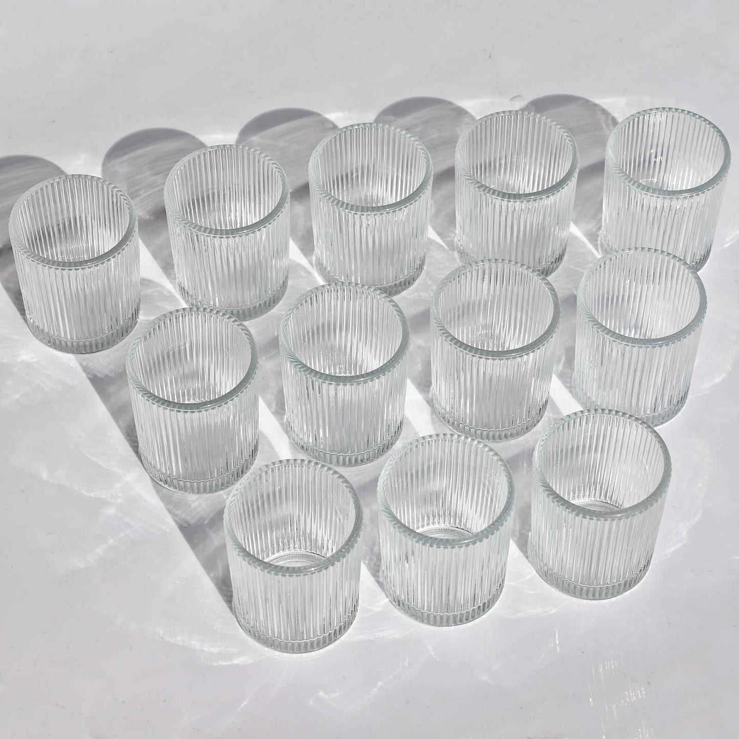 VOHO Clear Votive Candle Holders for Table Centerpiece, Glass Candle Holder Bulk Set of 12, Glass Votive Holder for Home Decor & Holiday Decor(2.1 x 2.6 Inch, Clear)