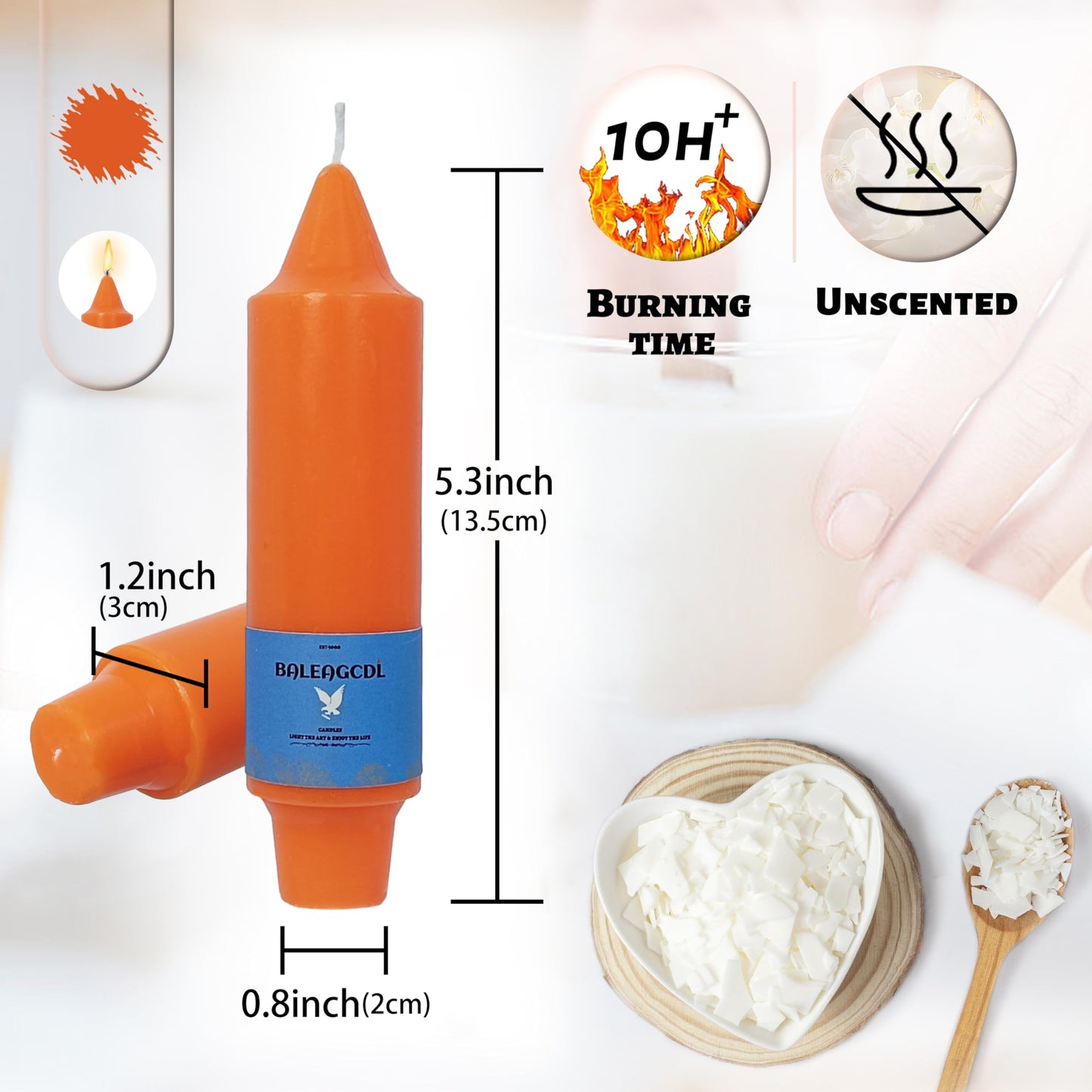 Handmade Unscented Twisted Orange Taper Candles Long Lasting Smokeless Smooth Flame Candles 5 Inch Elegant Gradient Candlesticks for Home Décor Weddings Festive Season Decorations