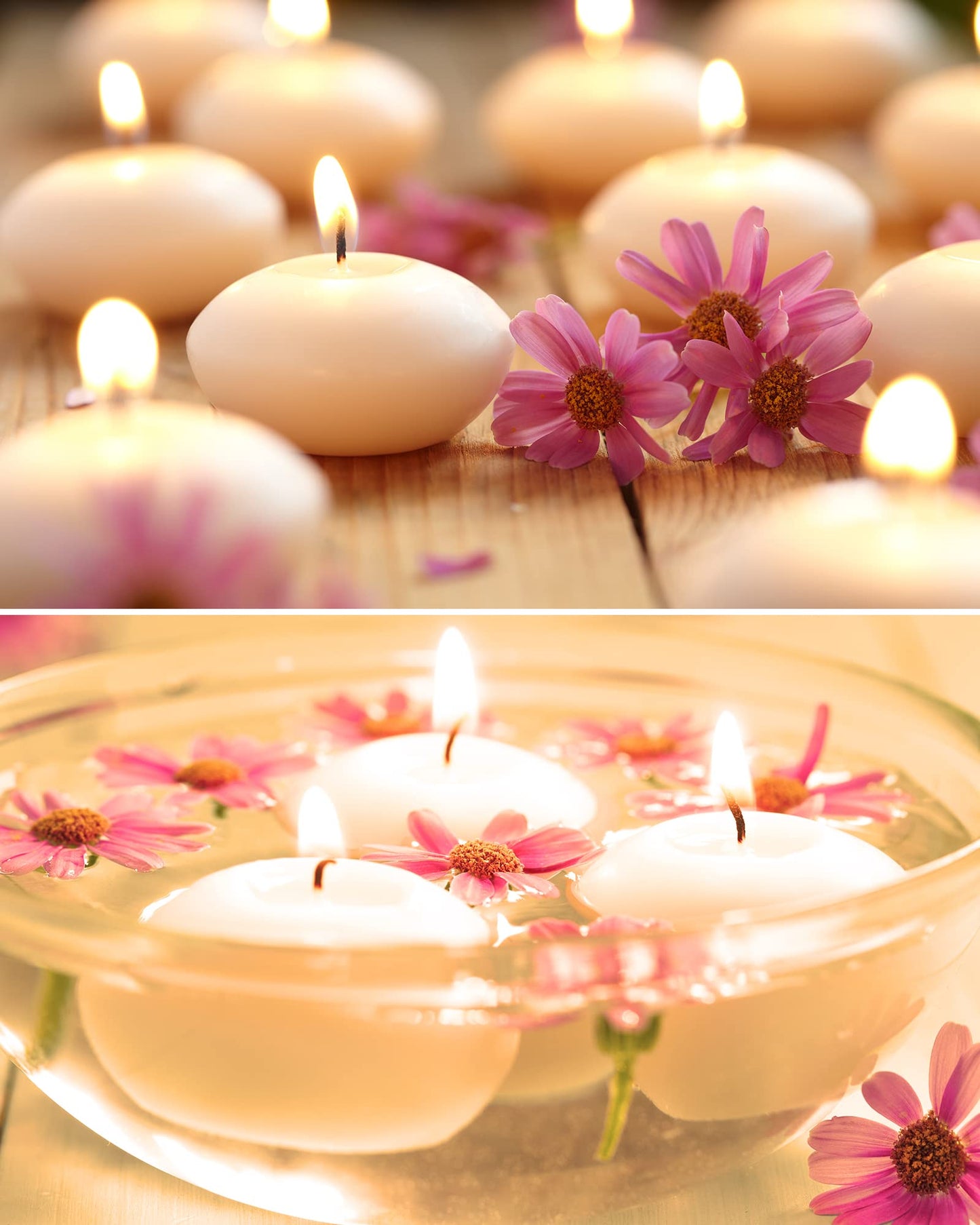 Treela 80 Pcs 1.73 Inch Unscented Floating Candles, Dripless Tealight Candles Home Decorations, Cute and Elegant Burning Candles for Wedding Vases Centerpieces Party Accessories (White)