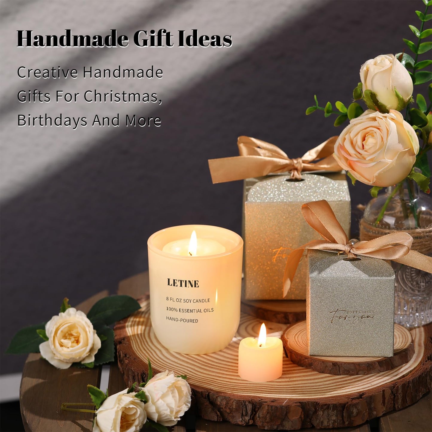 LETINE White Candle Jars 8 oz - 12PCS Glass Candle Vessels with Lids for Candle Making Supplies, Home Storage & Wedding Gifts | Versatile Candle Containers for Making Candles & DIY Crafts