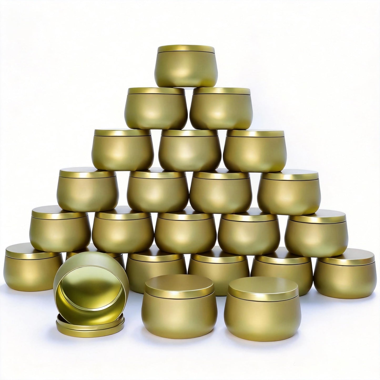 HOMAMAMOON 24 Pack 8oz Glod Candle Tins for Making Candles - Bulk Metal Candle Containers with Lids. Empty Round Candle Jars for DIY & Travel. Shatterproof & Sturdy Vessels for Small Business.