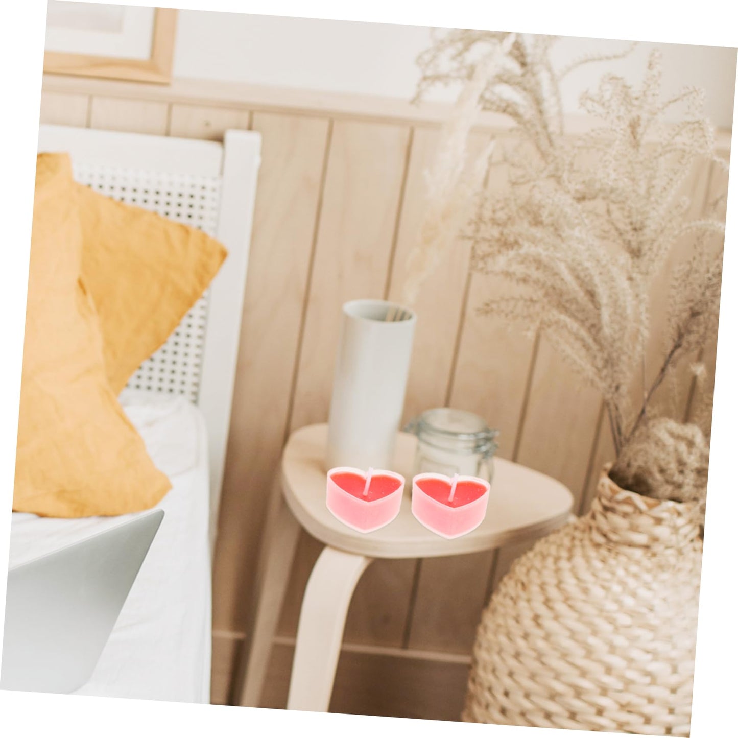 Cabilock 18Pcs Romantic Heart Shaped Tealight Candles for Wedding Party and Bedroom Long Burning Safe Decorative Candles for Valentines Day and Home Ambiance