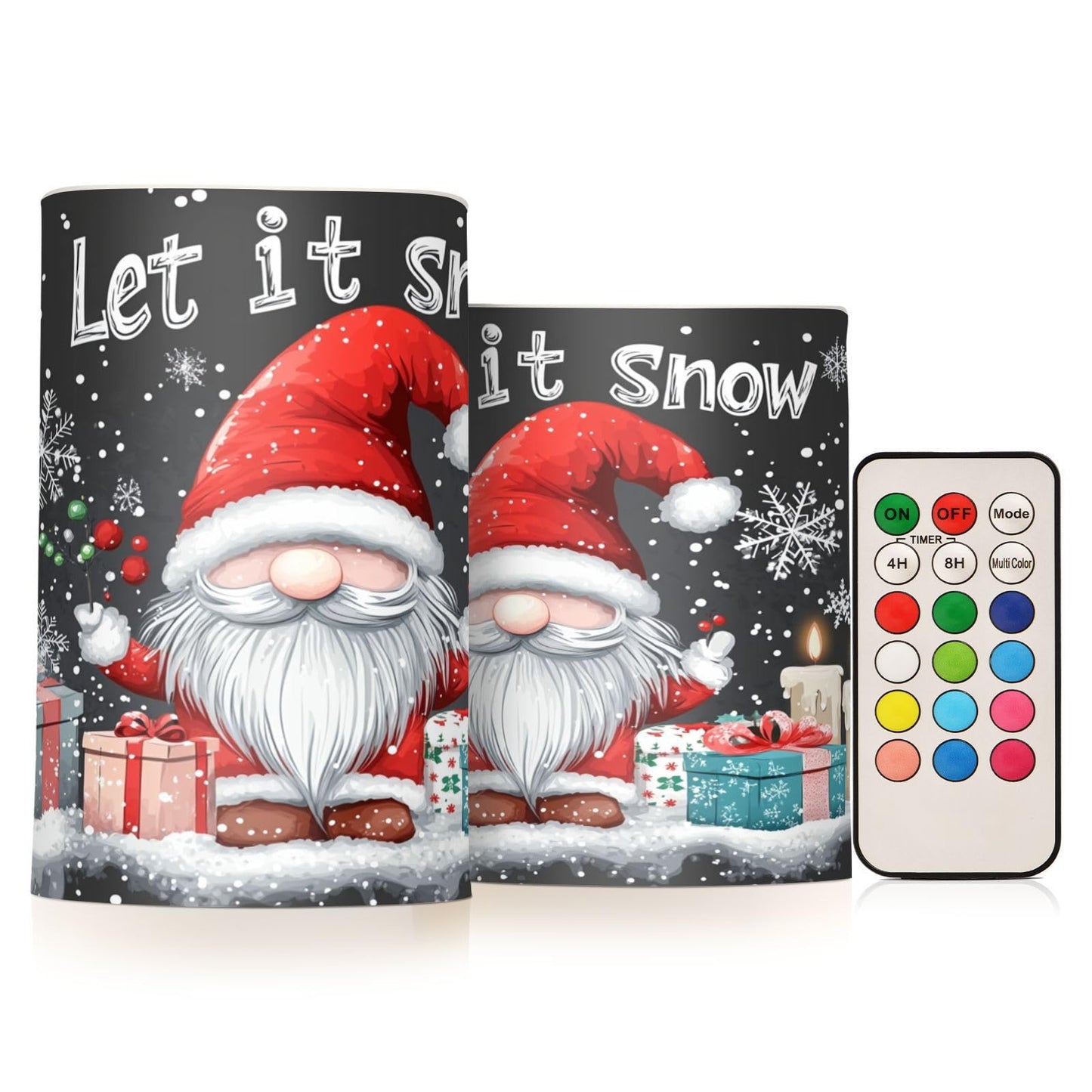 Eionryn Christmas Gnome Gift Candle Flameless Candles Battery Operated LED Candles with Remote Timer Electric Candles for Home Party Decor 2pcs