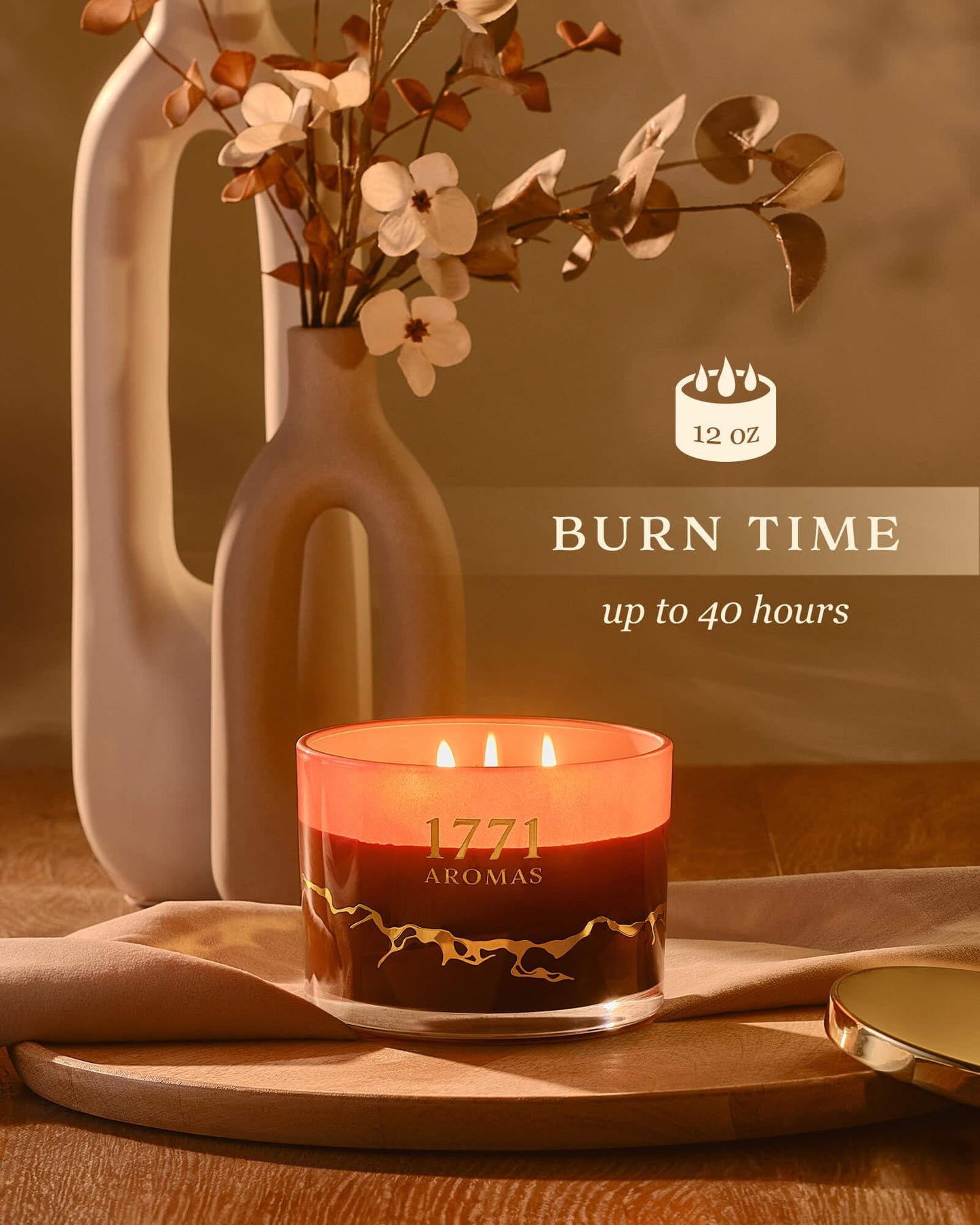 1771 Aromas Coffee Scented Candles - 100% Natural Soy Wax - Large 3 Wick Jar Candle - Up to 50 Hours Burning Time - Candles for Home - Gift-Ready Candle for Men & Women - Aromatherapy Candles