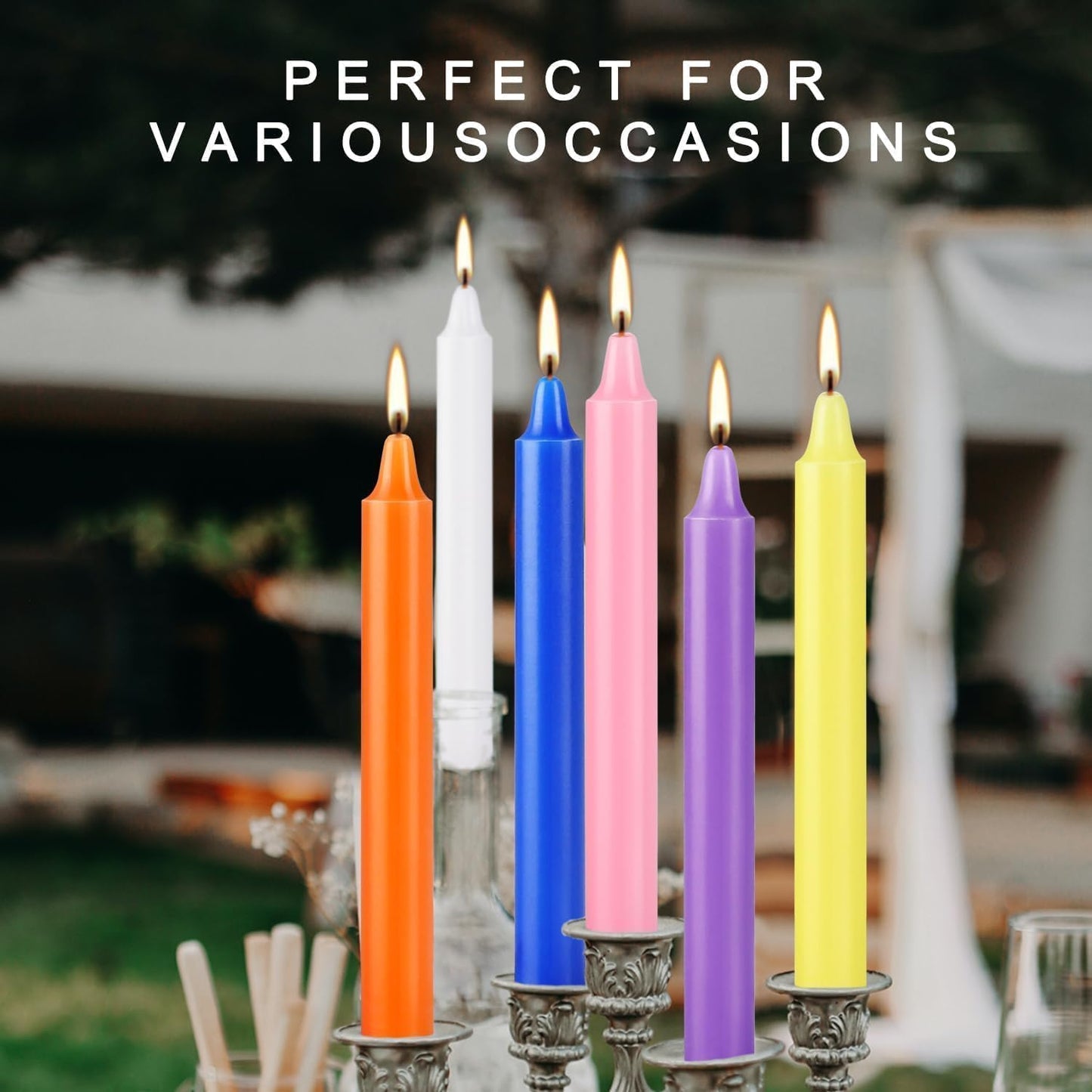 Set of 20 Multicolor & Chime – Premium Mini Taper Candles for Rituals, Prayer, Birthdays, Meditation, Altar - 4 Inch Tall, Unscented. (Multicolor, 20 (Pack of 1))