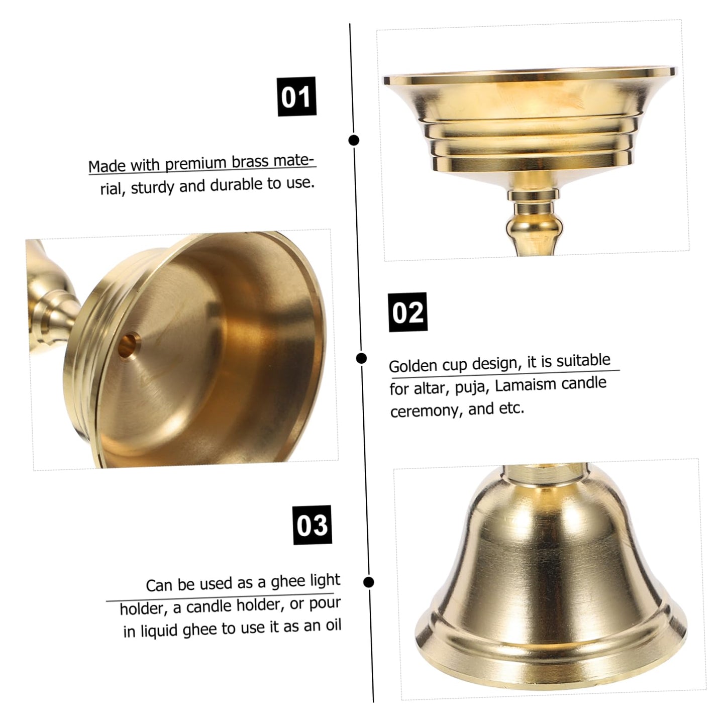 MINAOLULUS 6pcs Brass Solid Liquid Ghee Holder Dual-use Candle Cup Holder for Modern Decor Elegant Tea Light Stand